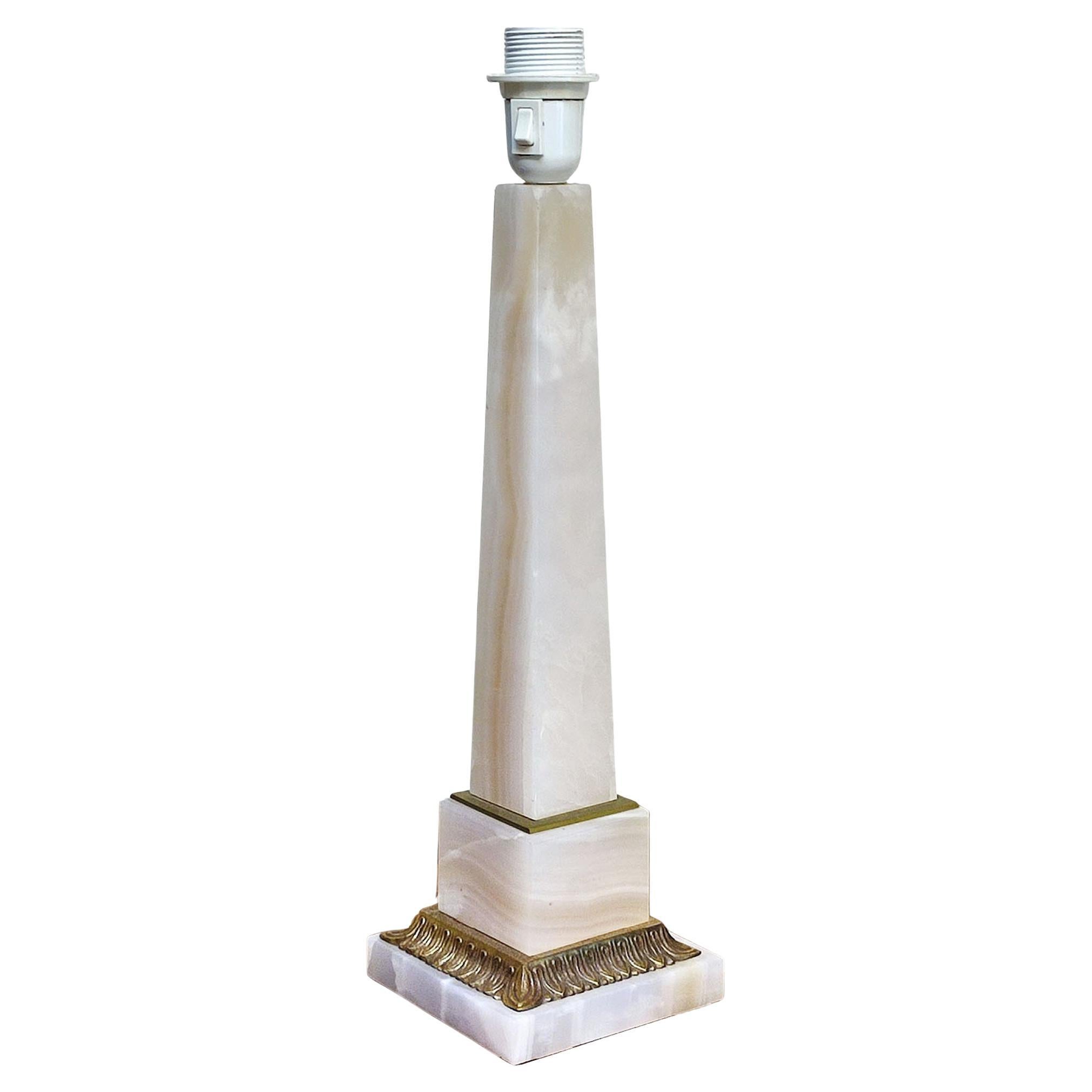 Obelisk Shaped Alabaster Table Lamp For Sale