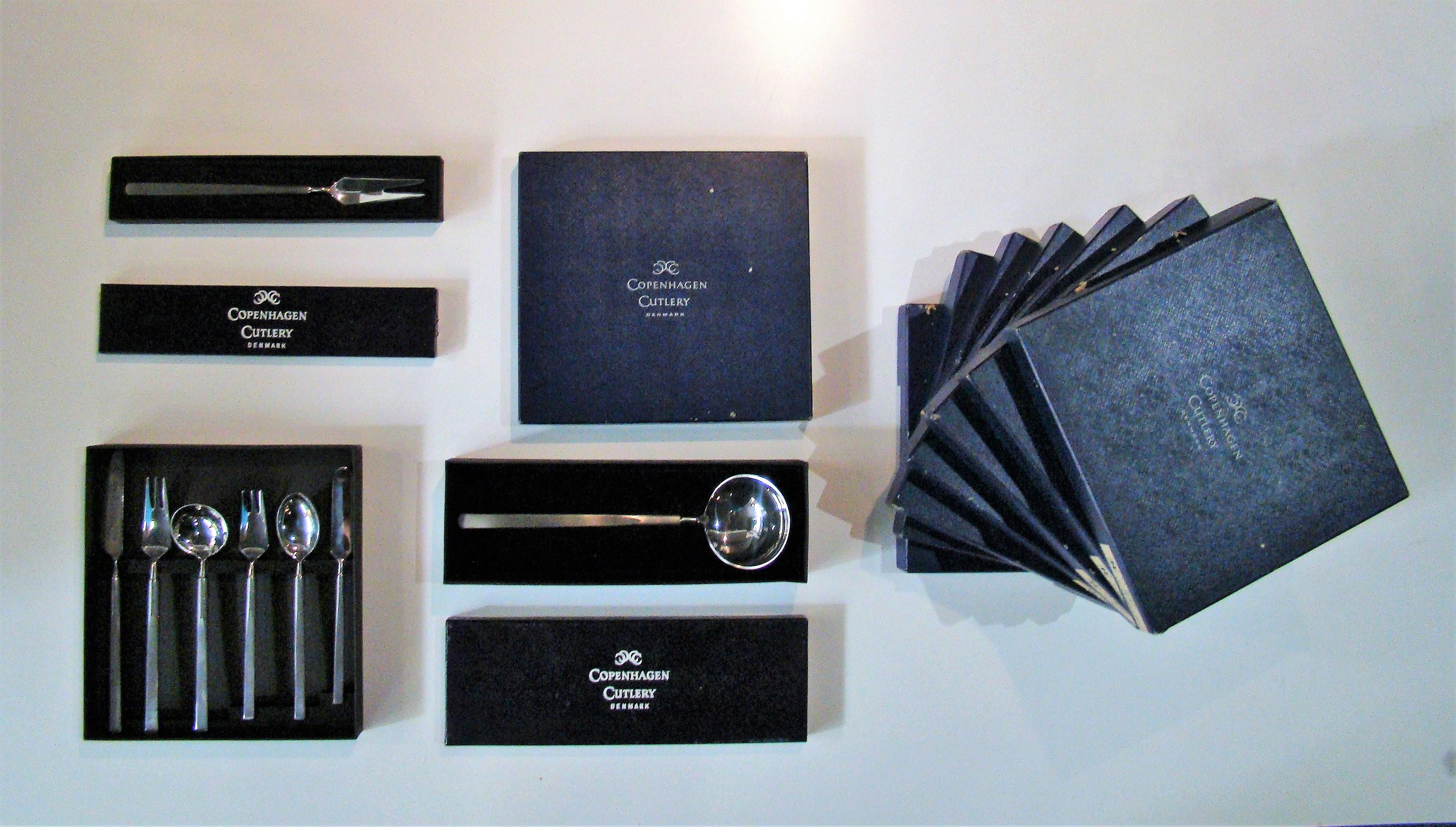 Obelisk Stainless Flatware by Erik Herlow for Copenhagen Cutlery Service for 8 For Sale 5