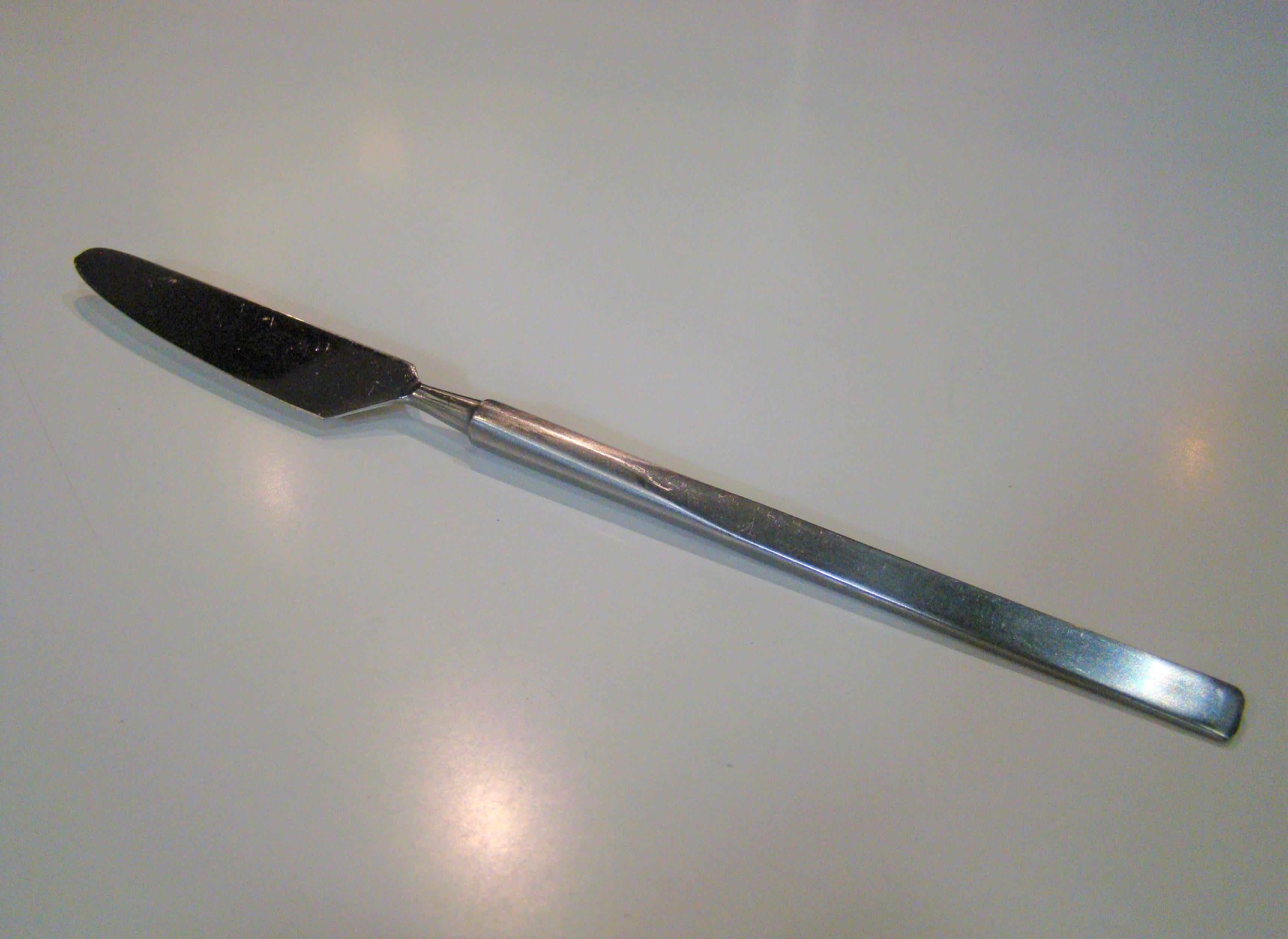 Mid-Century Modern Obelisk Stainless Flatware by Erik Herlow for Copenhagen Cutlery Service for 8 For Sale