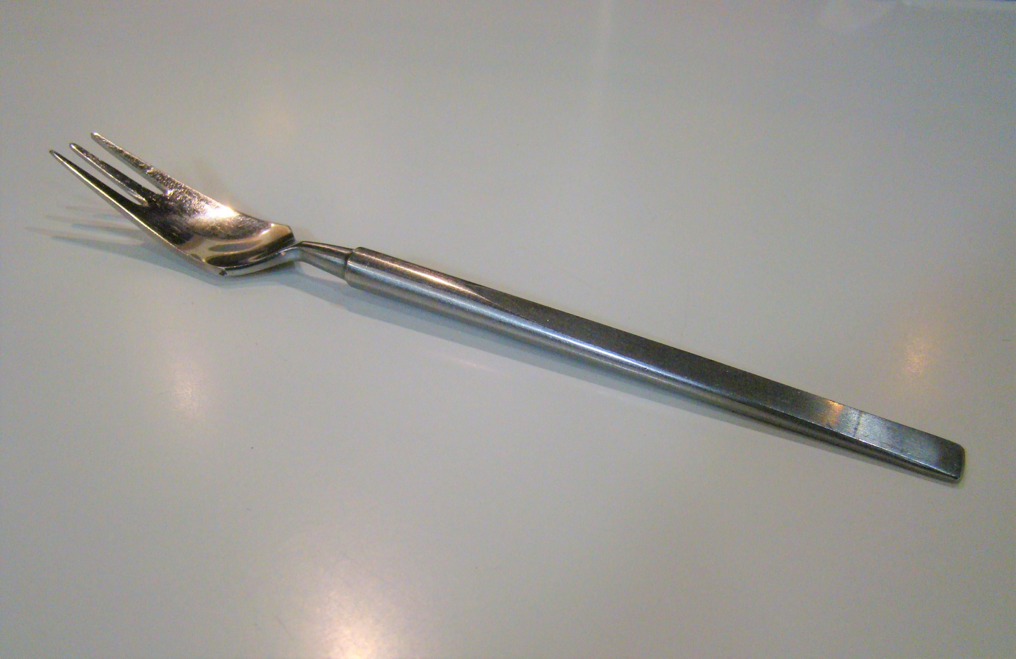 Danish Obelisk Stainless Flatware by Erik Herlow for Copenhagen Cutlery Service for 8 For Sale