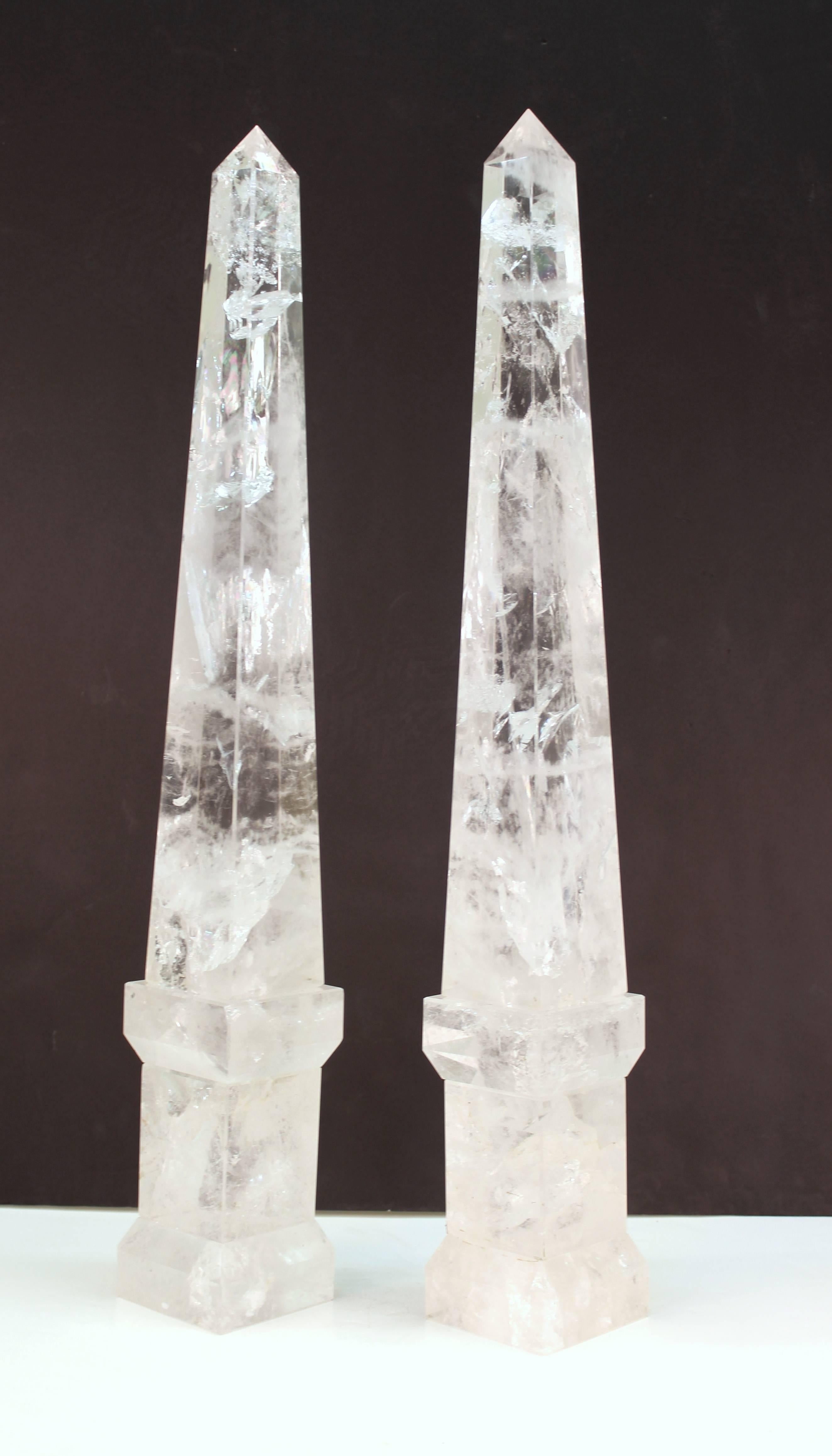 Unknown Obelisks in Clear Hand Polished Rock Crystal