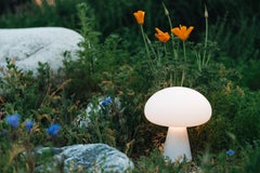 'Obello' Rechargeable Pearl White Glass Table Lamp by Bill Curry for Gubi