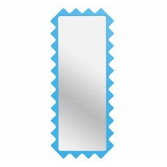 Oberig 114 Contemporary Sculptural Full-Length Mirror in Light Blue Frame