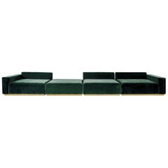 Oberon Green Velvet Sofa Sectional by Atra