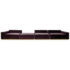 Oberon Purple Velvet Sofa Sectional by Atra