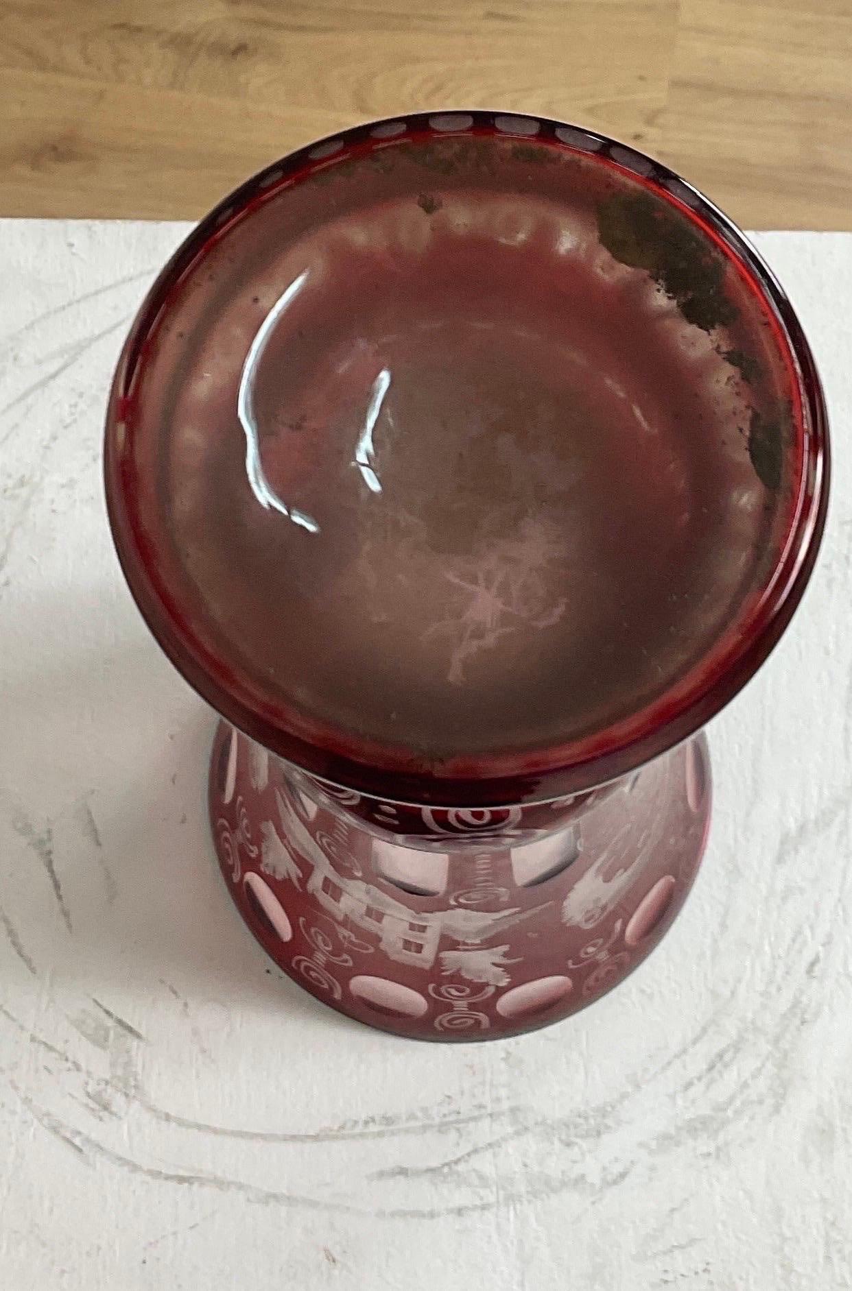 Oberstdorfer Glashütte - Egermann Antique Glass Vase For Sale 6