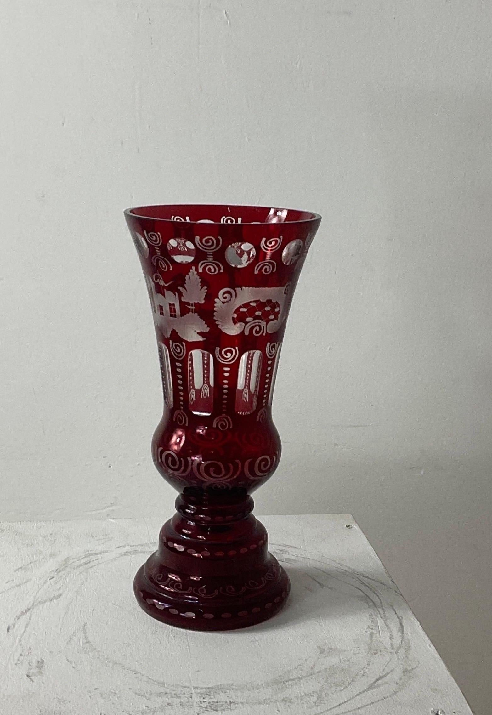 German Oberstdorfer Glashütte - Egermann Antique Glass Vase For Sale