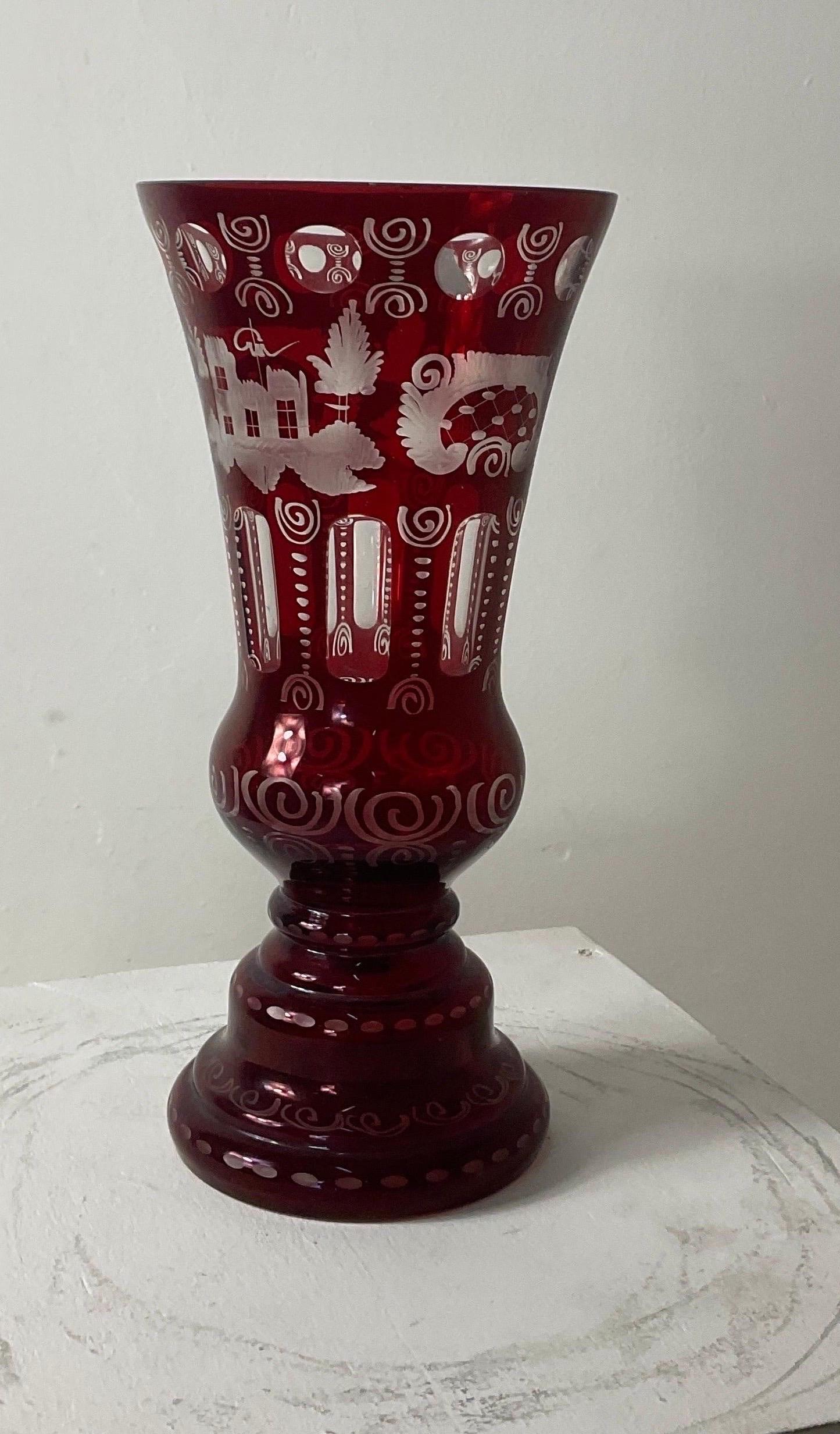 Mid-20th Century Oberstdorfer Glashütte - Egermann Antique Glass Vase For Sale