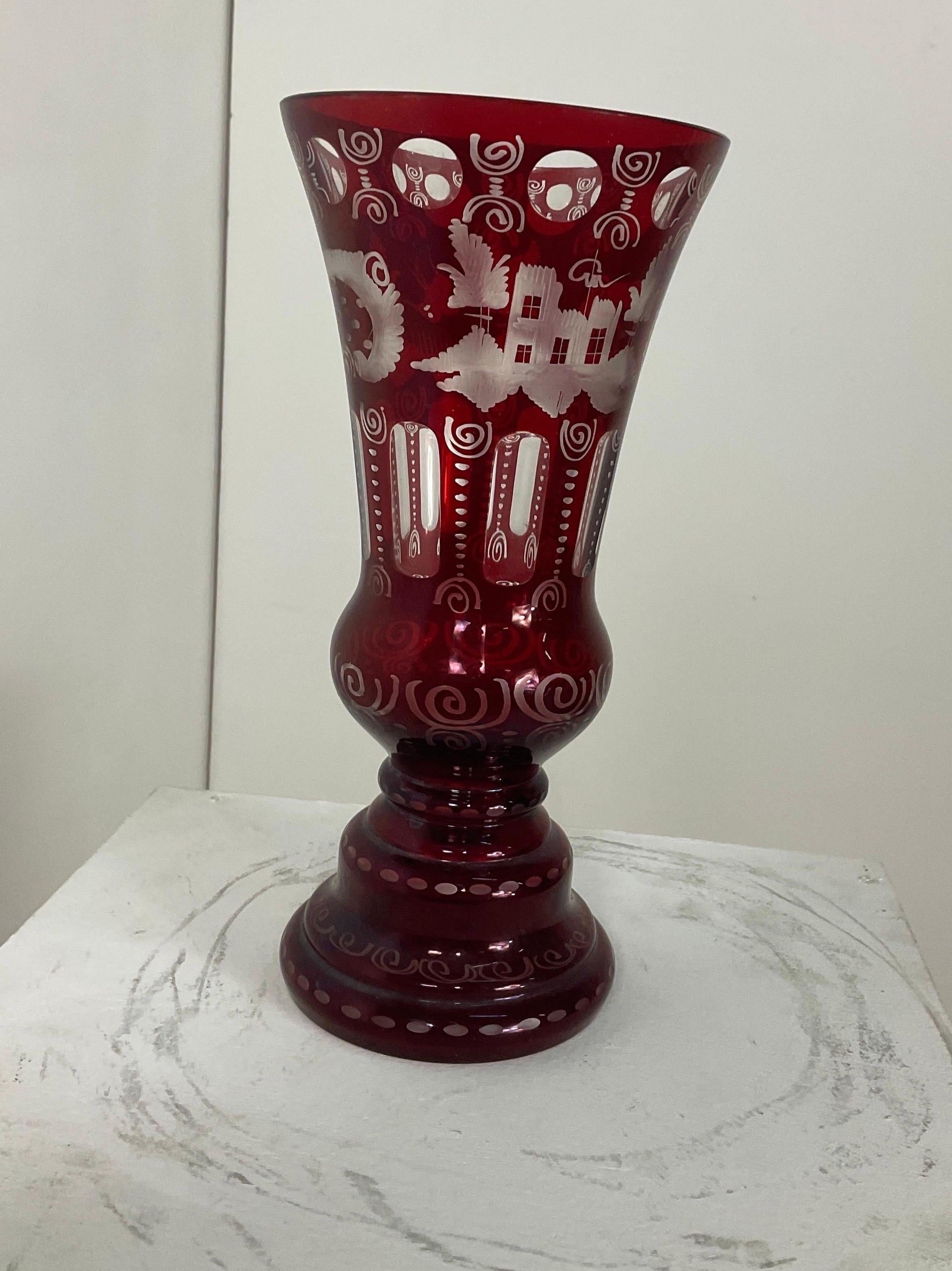 Oberstdorfer Glashütte - Egermann Antique Glass Vase For Sale 1