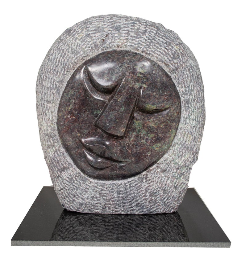 Obert Mukumbi - 'Face' original signed cobalt stone Shona sculpture by  Obert Mukumbi For Sale at 1stDibs