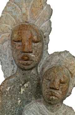 ""Together We Stand", Shona, figurative Opalstein-Skulptur von Obert Mukumbi