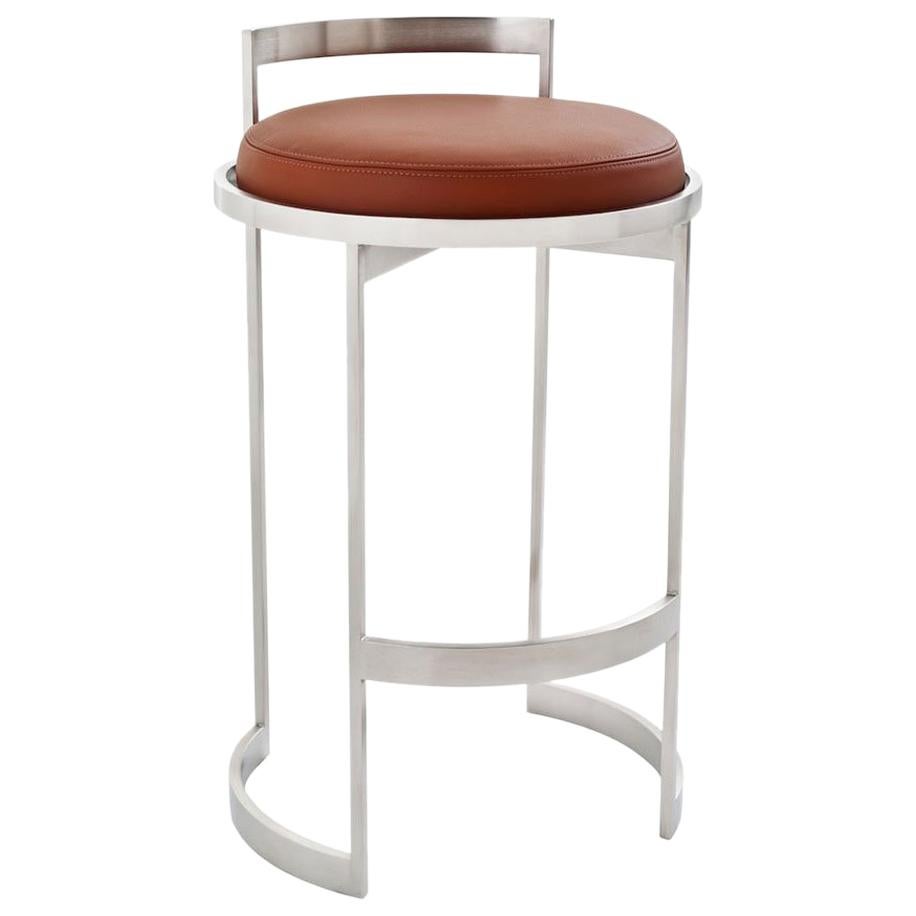 Obi Swivel Counter Stool with Tan Leather Seat by Powell & Bonnell im Angebot