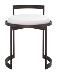 Obi Vanity Swivel Stool with White Leather Seat by Powell & Bonnell