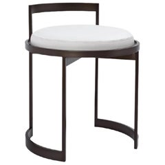 Obi Vanity Swivel Stool with White Leather Seat by Powell & Bonnell