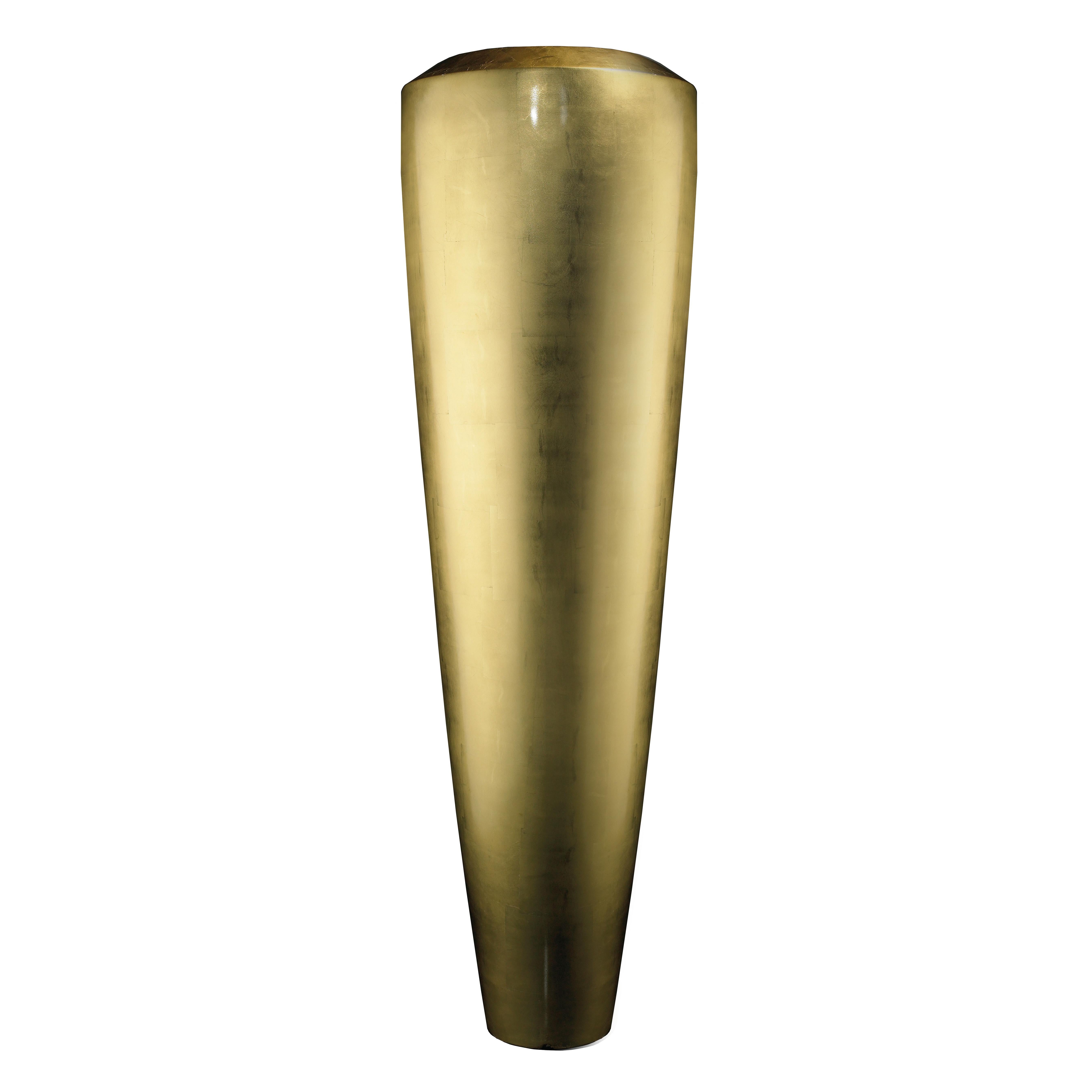 Große Obice-Vase, LDPE, für den Innenbereich, mit Blattgold-Finish, Italien