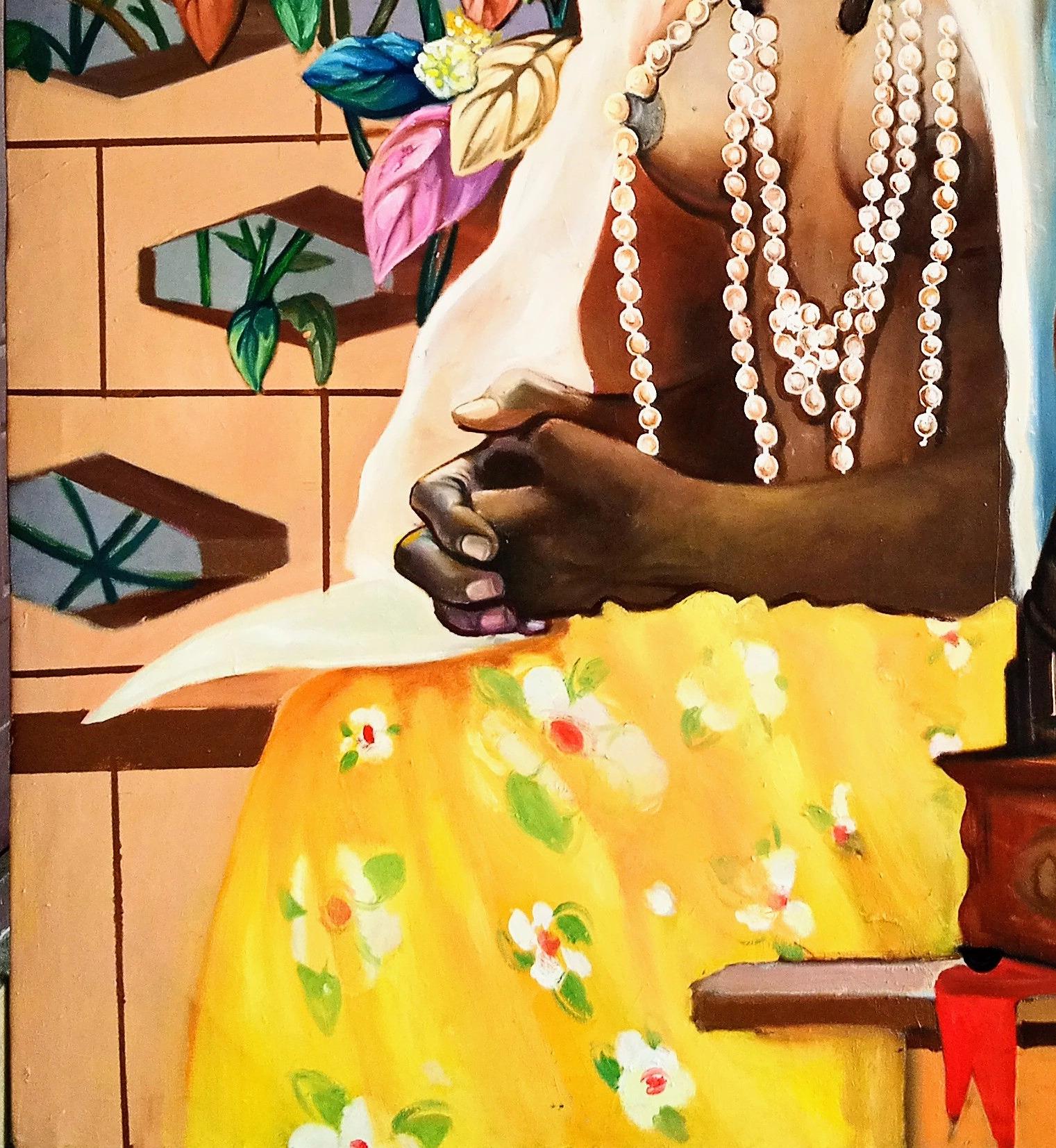 Lettera a Oliver - Figurative Painting Beige di Obiora Anamaleze