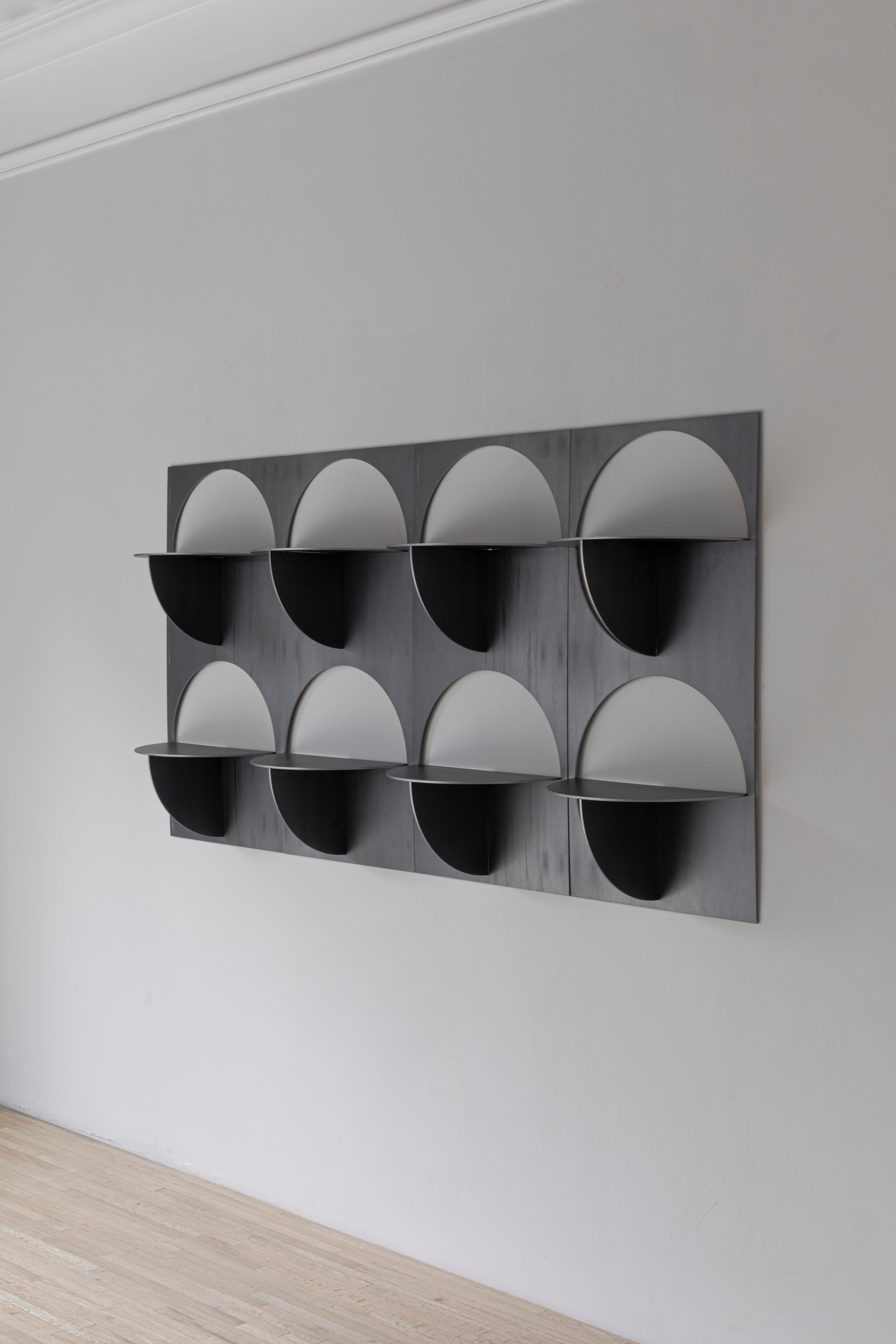 OBJ-04 modular shelving by Manu Bano
Four modules
Dimensions: 200 L X 40 W X 100 H cm
Material: steel

Manu Bano is co-founder of the design studio Ewe and Associate of the renowned furniture, interior design and architecture firm, Esrawe