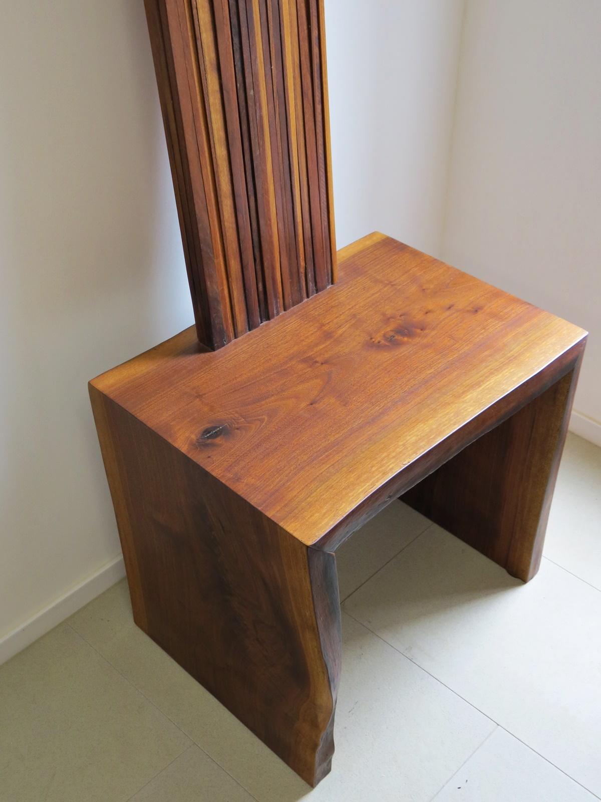 Hand-Crafted Object Chair, Side Table, Walnut, Natural For Sale