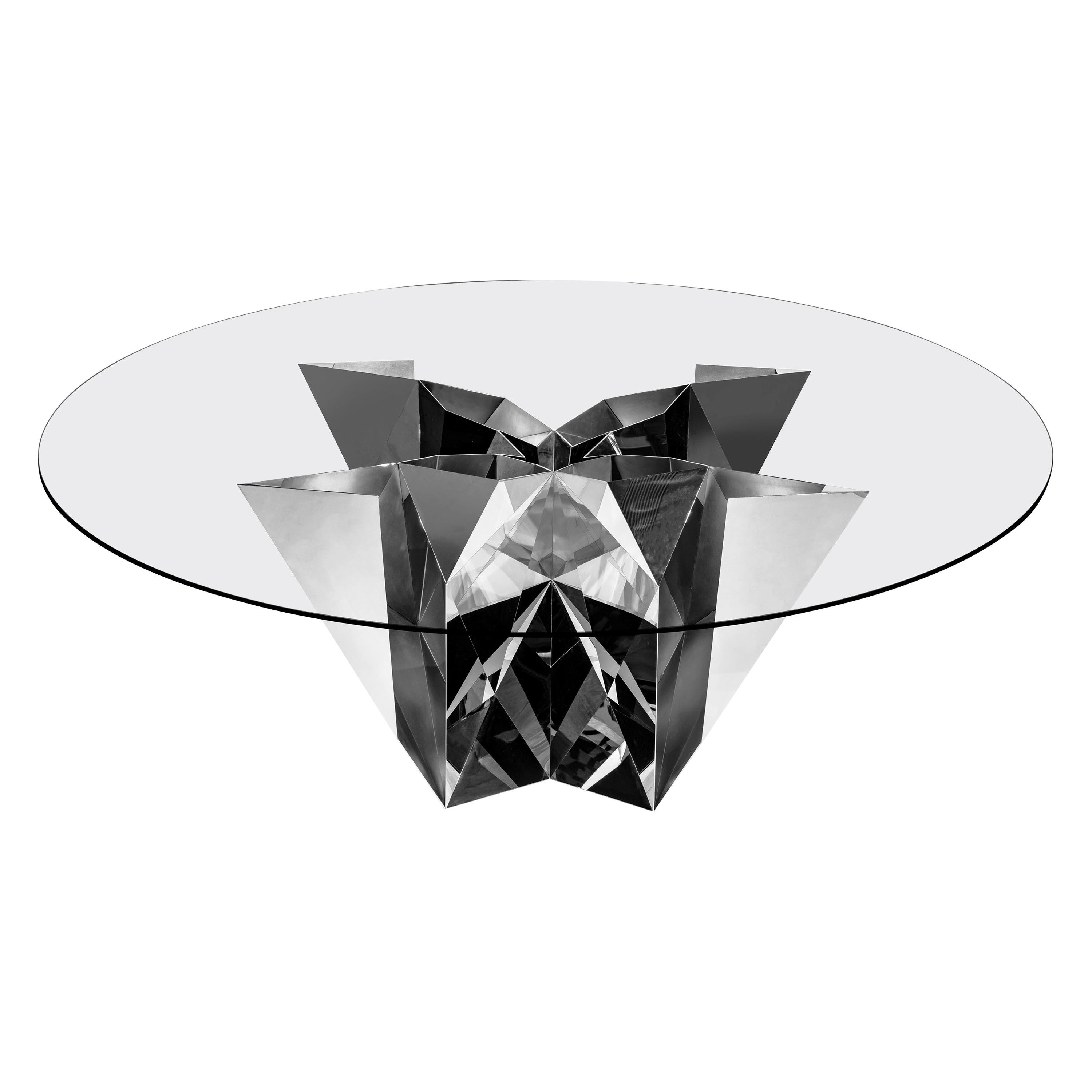 Object #MT-F2-S Mirror Polished Stainless Steel Table by Zhoujie Zhang For Sale
