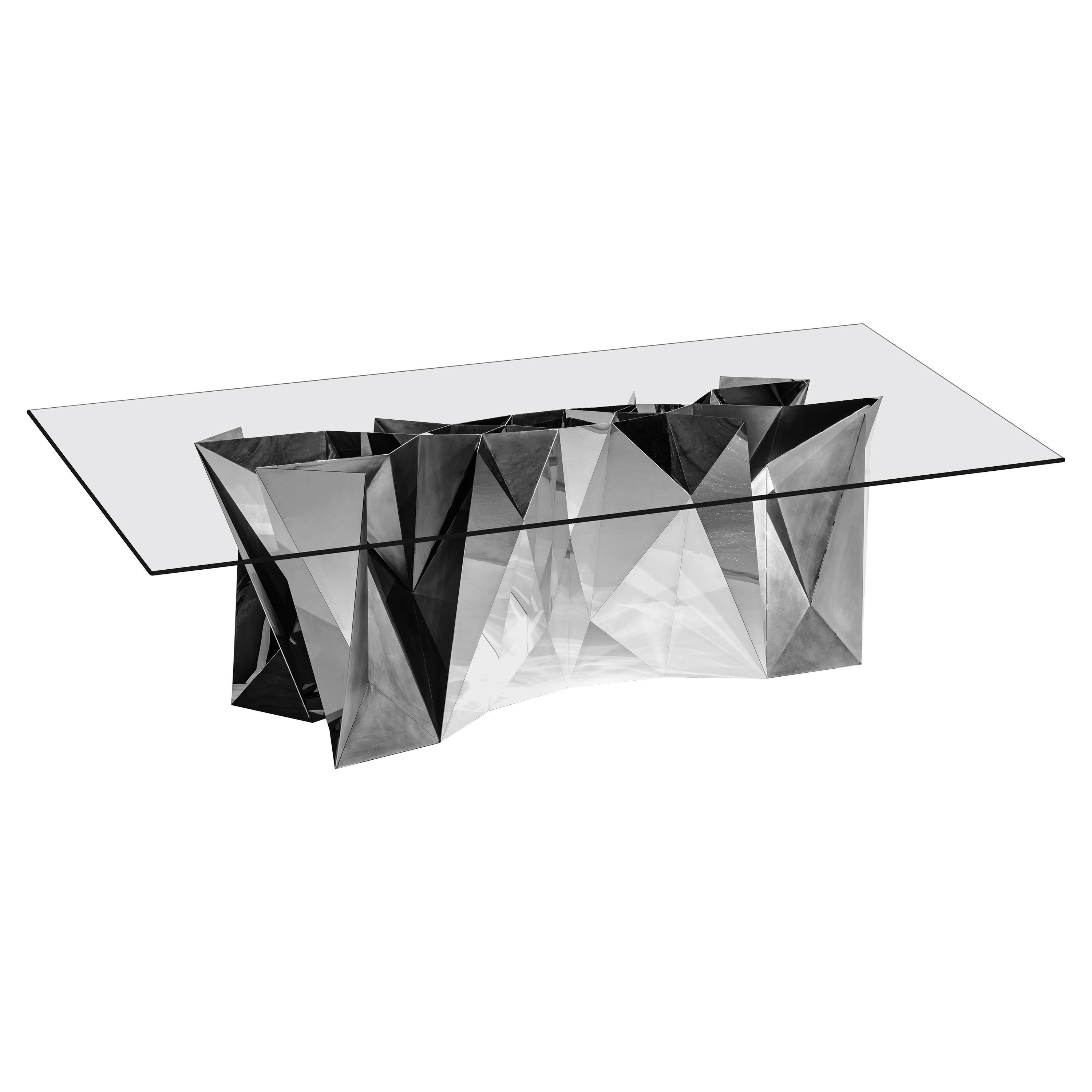 Objet n°MT-S1-S1 - Table en acier inoxydable poli avec miroir par Zhoujie Zhang en vente
