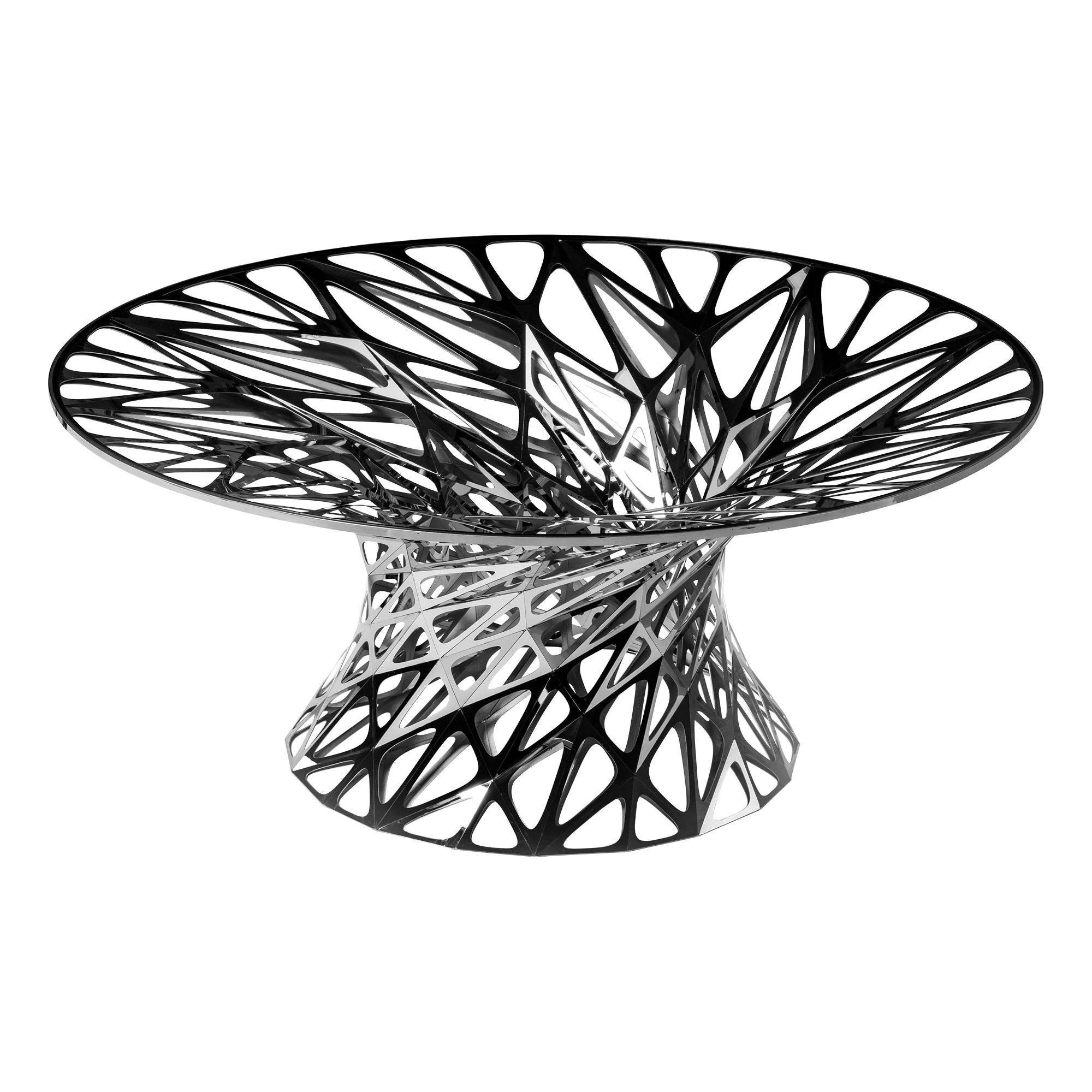 Object #MT-T1-F-L Mirror Polished Stainless Steel Table by Zhoujie Zhang