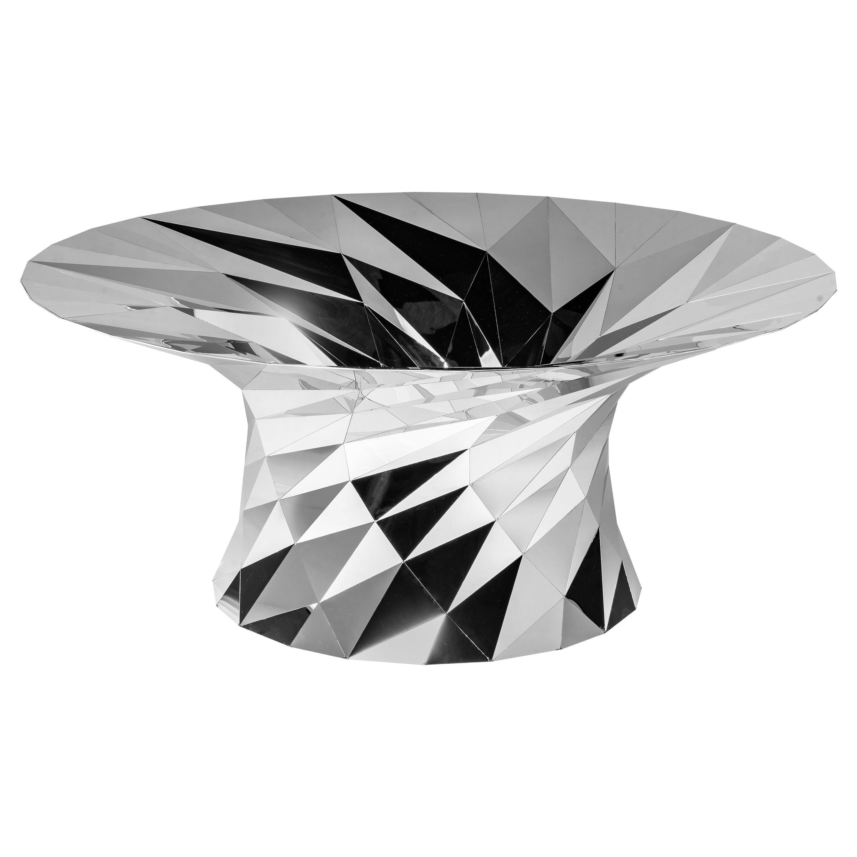 Object #MT-T1-S-L Mirror Polished Stainless Steel Table by Zhoujie Zhang For Sale