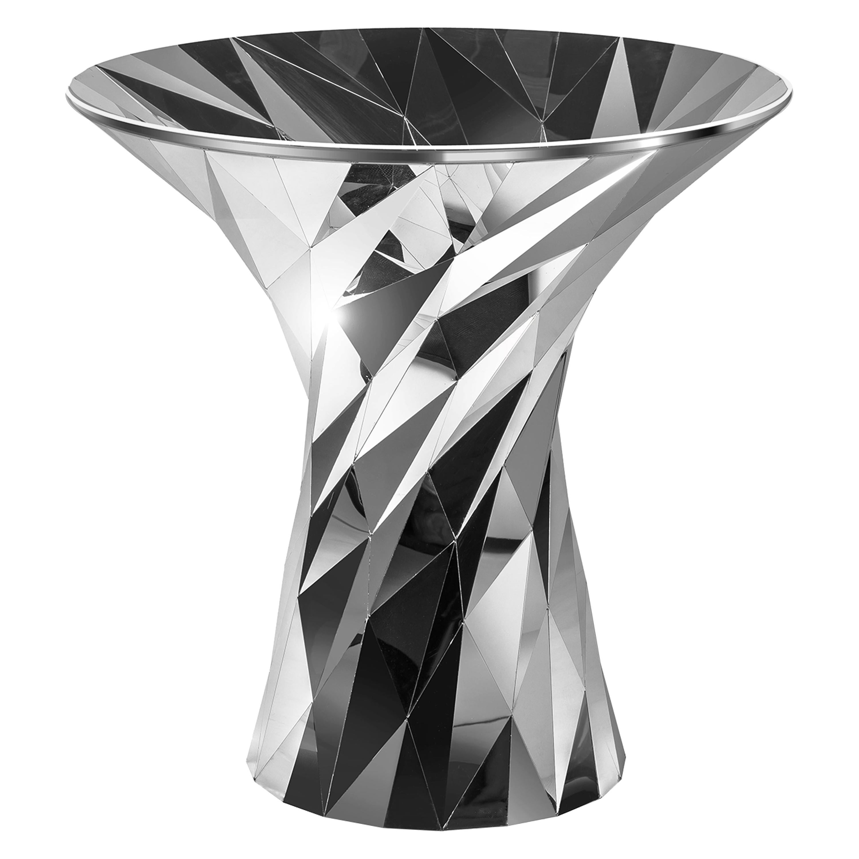 Object #MT-T1-S-S Mirror Polished Stainless Steel Table by Zhoujie Zhang For Sale