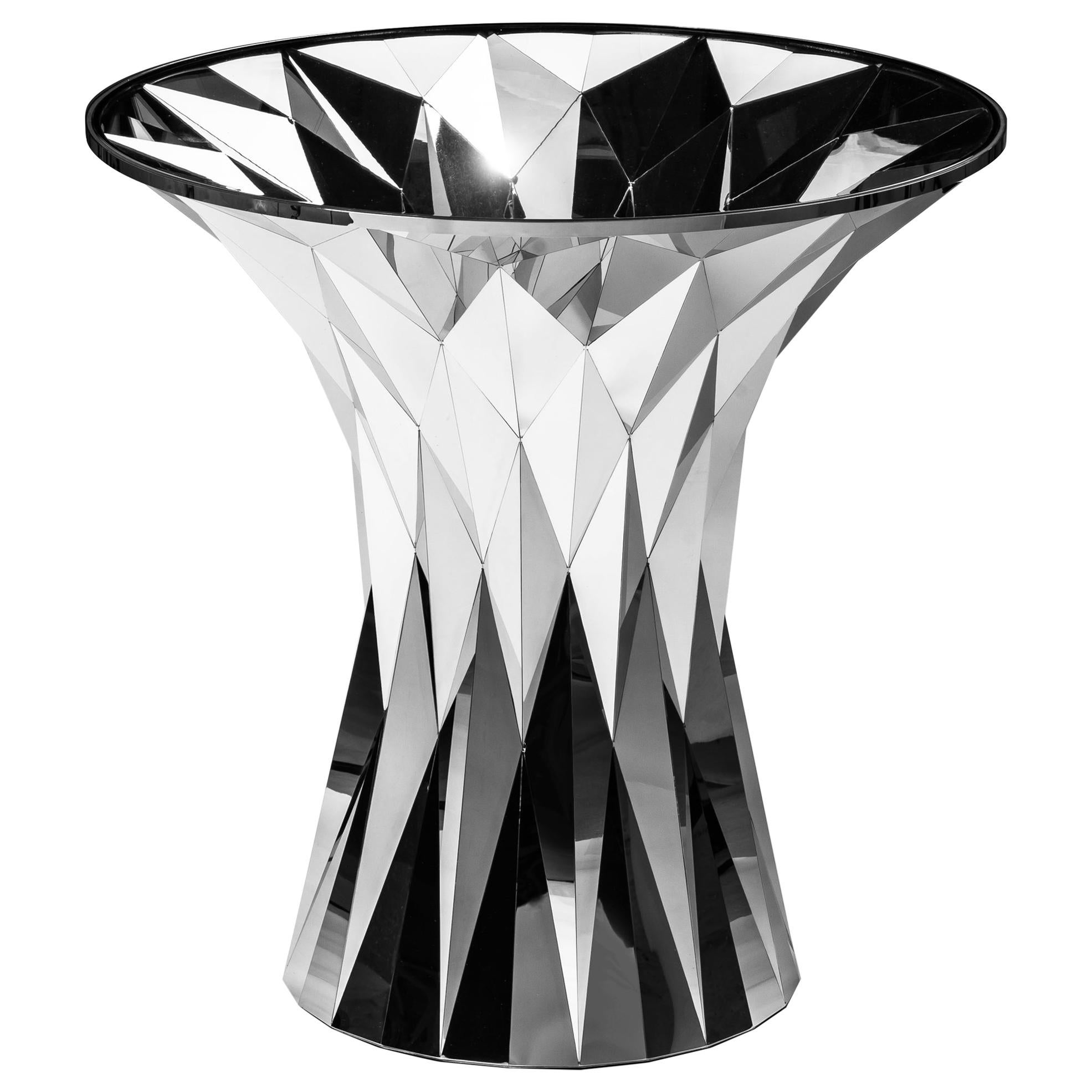 Object #MT-T3-S-S Mirror Polished Stainless Steel Table by Zhoujie Zhang For Sale