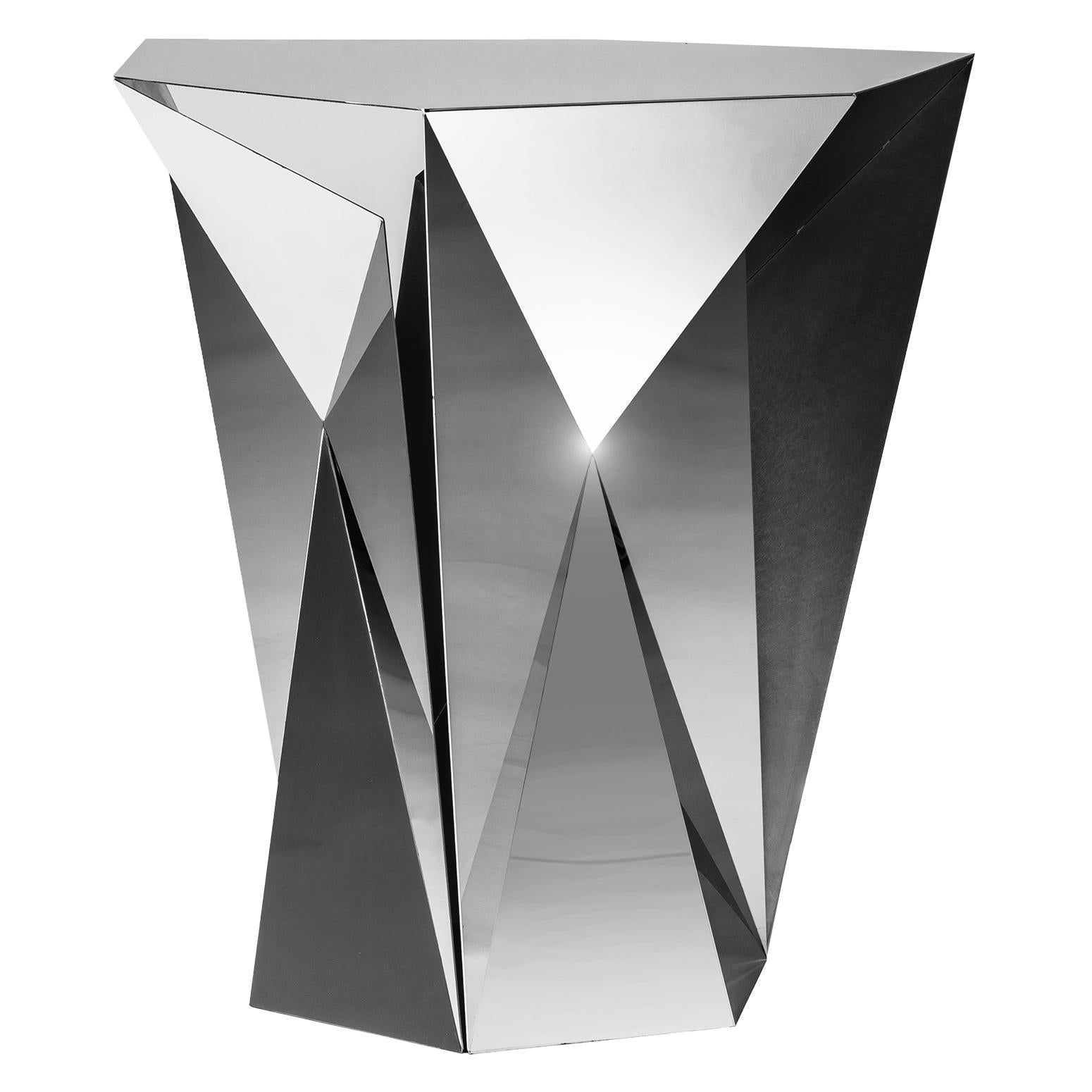 Object #MT-T6-S-S Mirror Polished Stainless Steel Side Table by Zhoujie Zhang