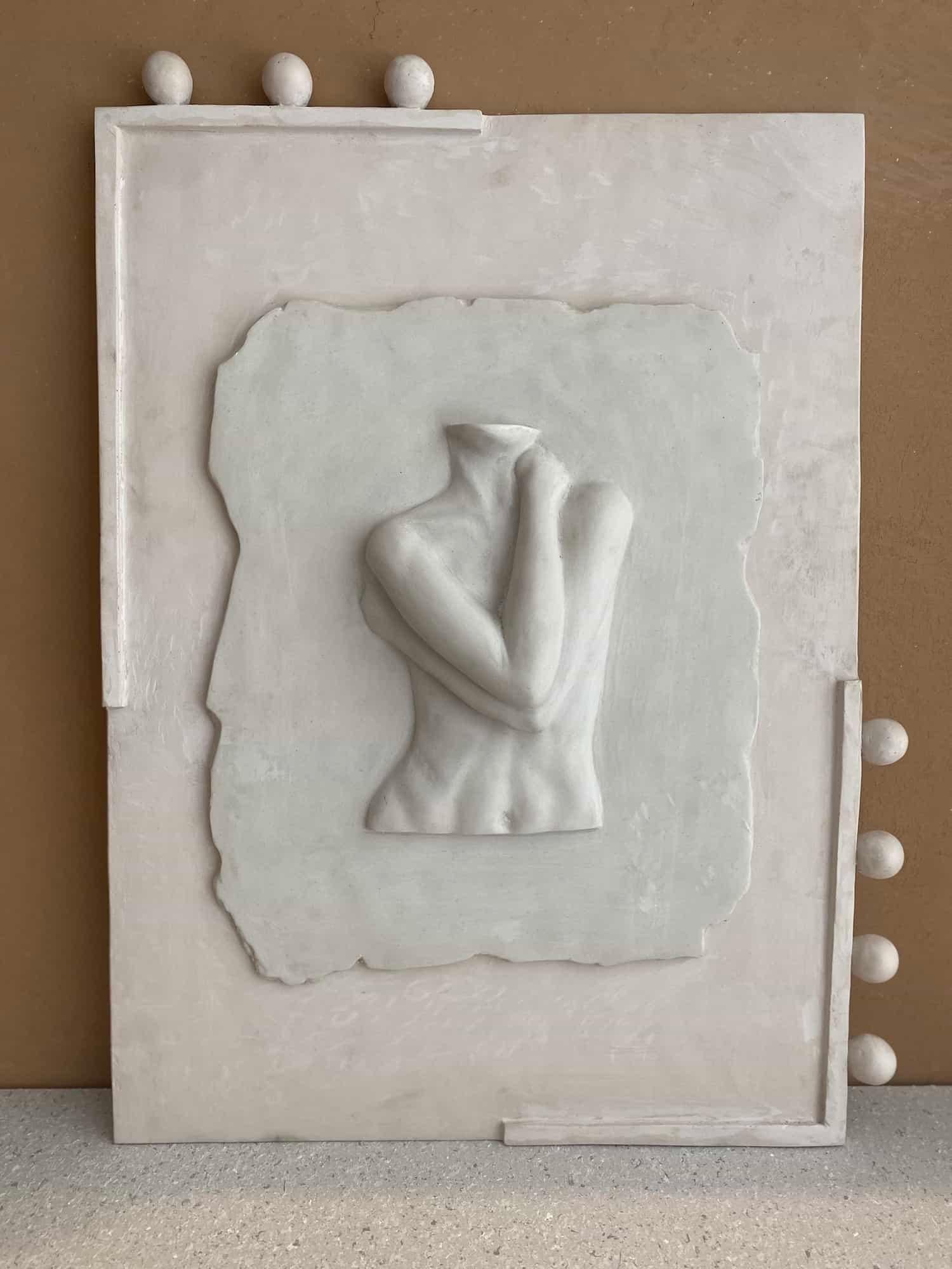 Object No.25 wall piece by Marcela Cure
Dimensions: W 61.5 x D 7 x H 82 cm
Materials: Resin and Stone Composite

This collection is inspired by the delicate curves of the female body, displaying soothing pieces that evoke effortless