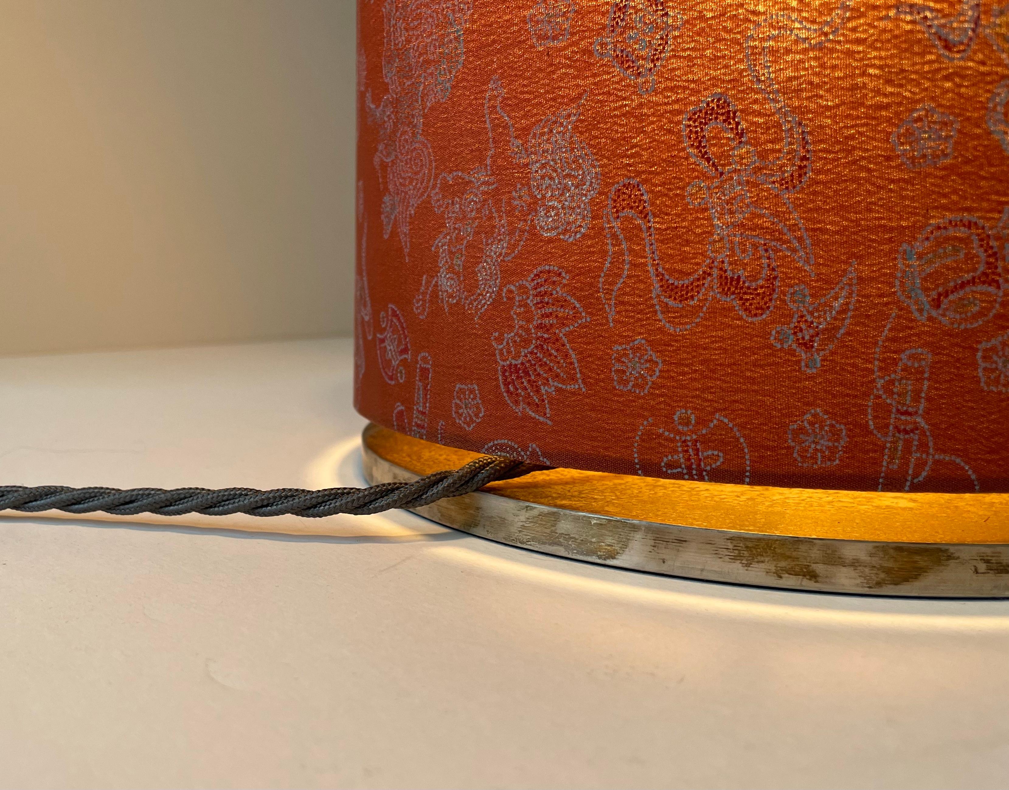 Modern Object Table Lamp Made from Vintage Haori Kimono Col. Red With Organic Pattern For Sale