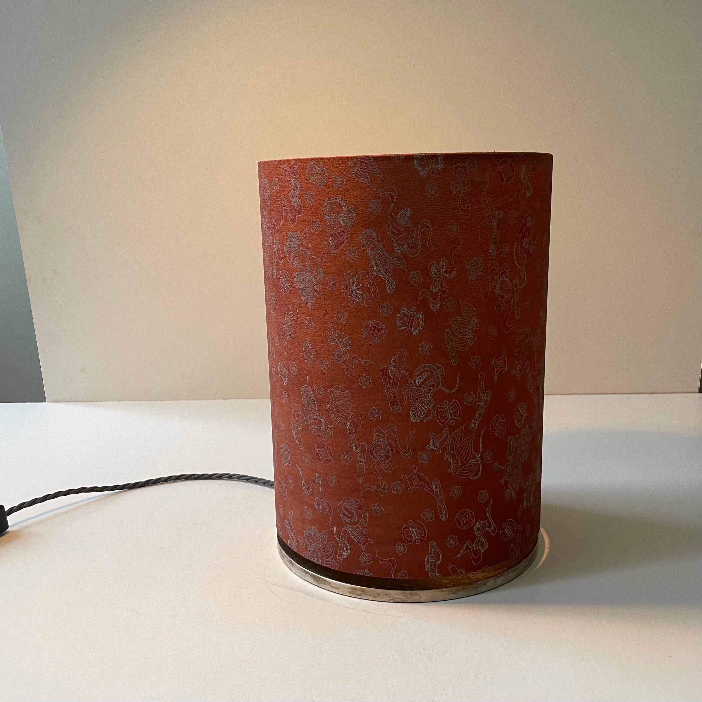 German Object Table Lamp Made from Vintage Haori Kimono Col. Red With Organic Pattern For Sale
