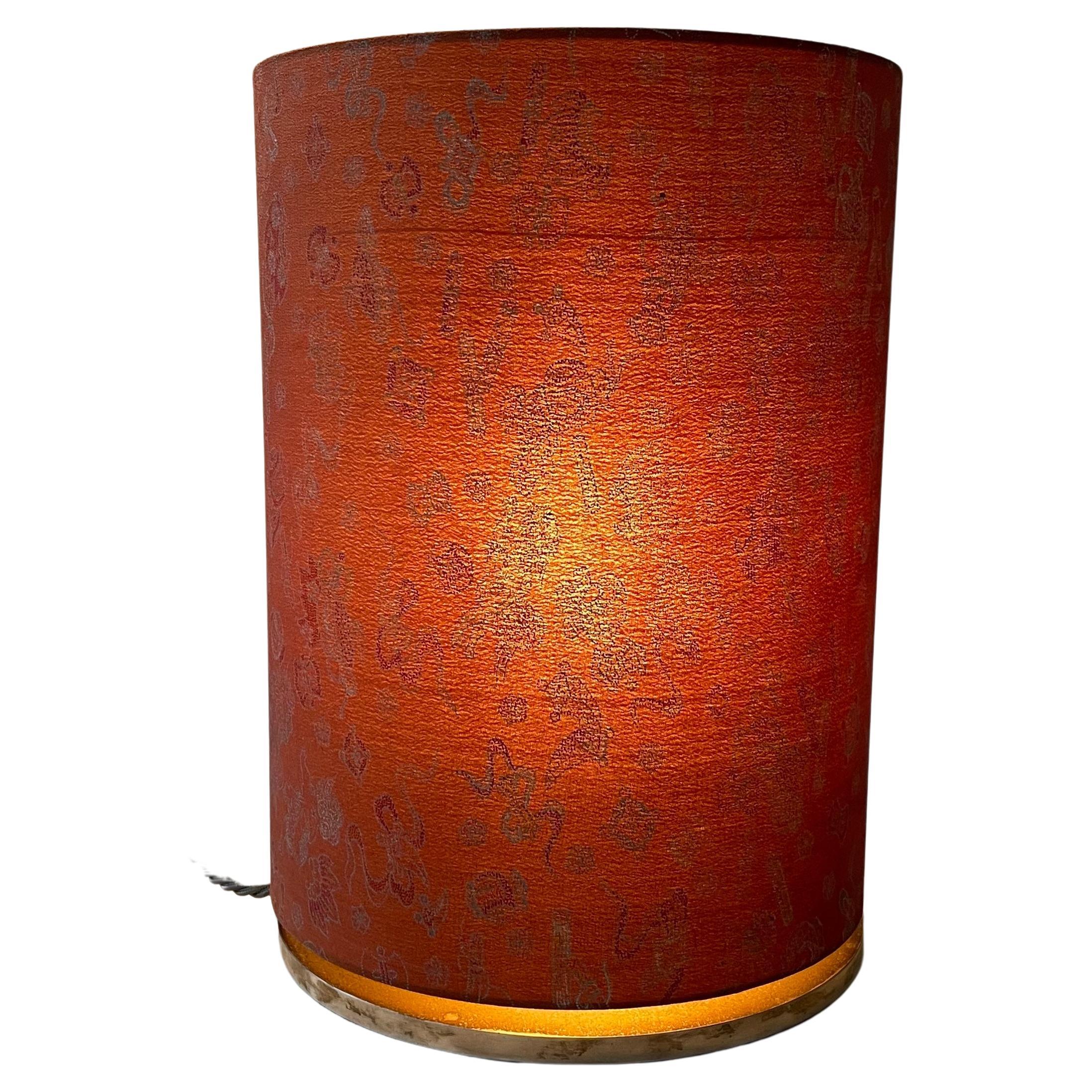 Object Table Lamp Made from Vintage Haori Kimono Col. Red With Organic Pattern For Sale