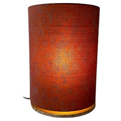 Object Table Lamp Made from Vintage Haori Kimono Col. Red With Organic Pattern