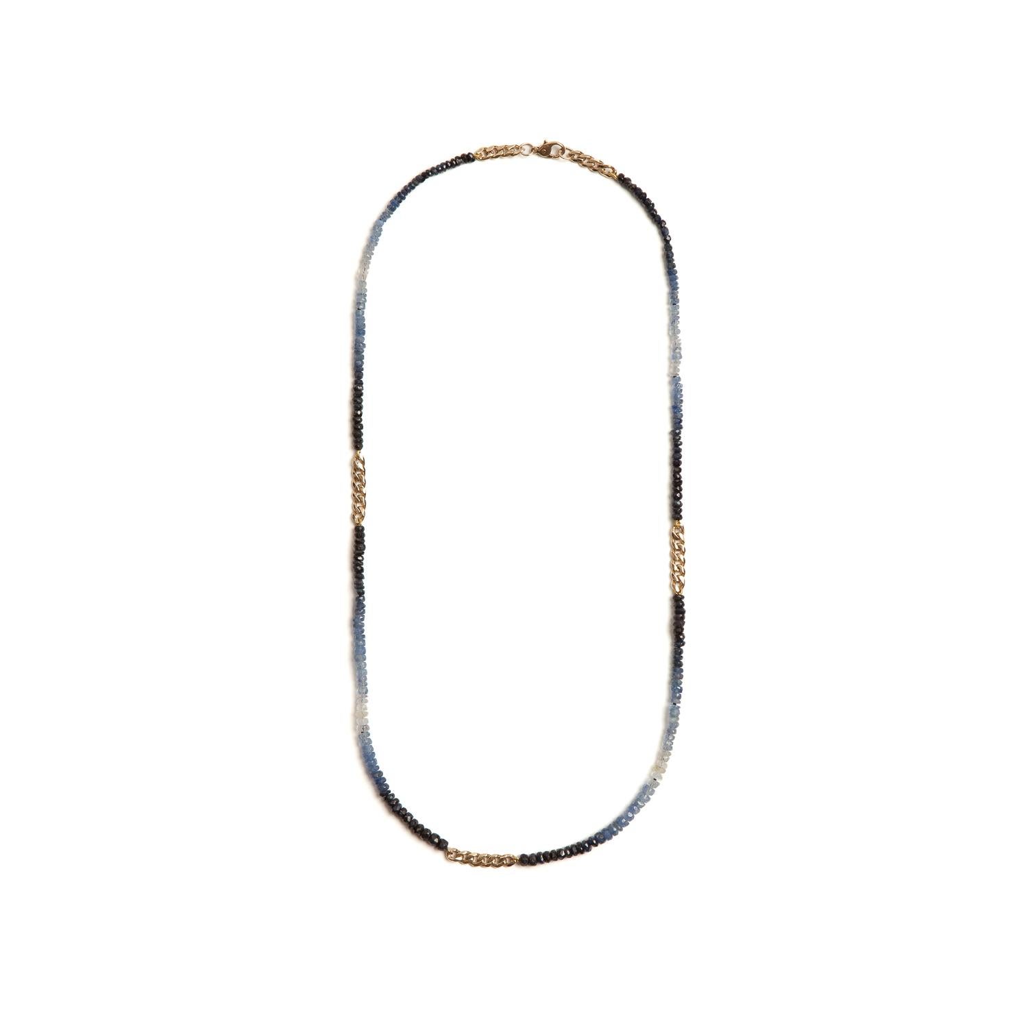 Objet-a, Beaded Necklace, Blue Ombre Sapphires and 18k Yellow Gold In New Condition For Sale In New York, NY