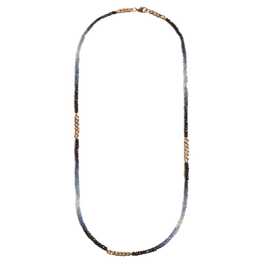 Objet-a, Beaded Necklace, Blue Ombre Sapphires and 18k Yellow Gold For Sale
