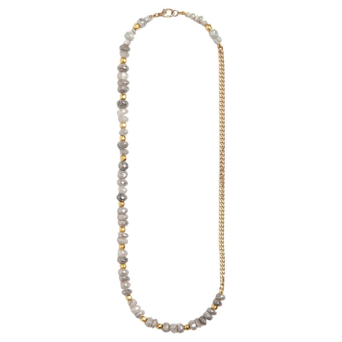Objet-A - Beaded Necklace - White Sapphires and 18k Yellow Gold For Sale