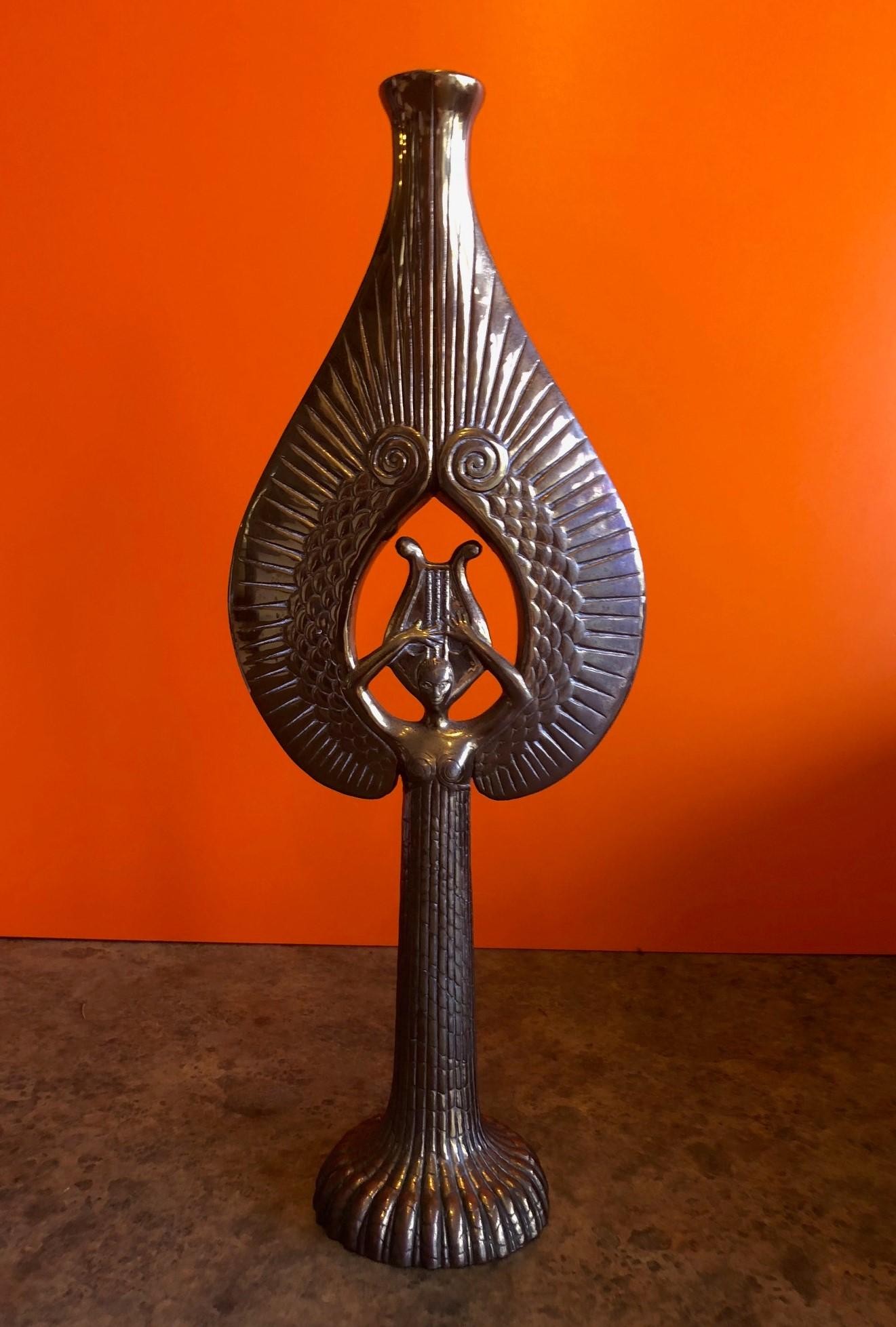 Limited edition Erté Objet d' Art bronze candle holder entitled 