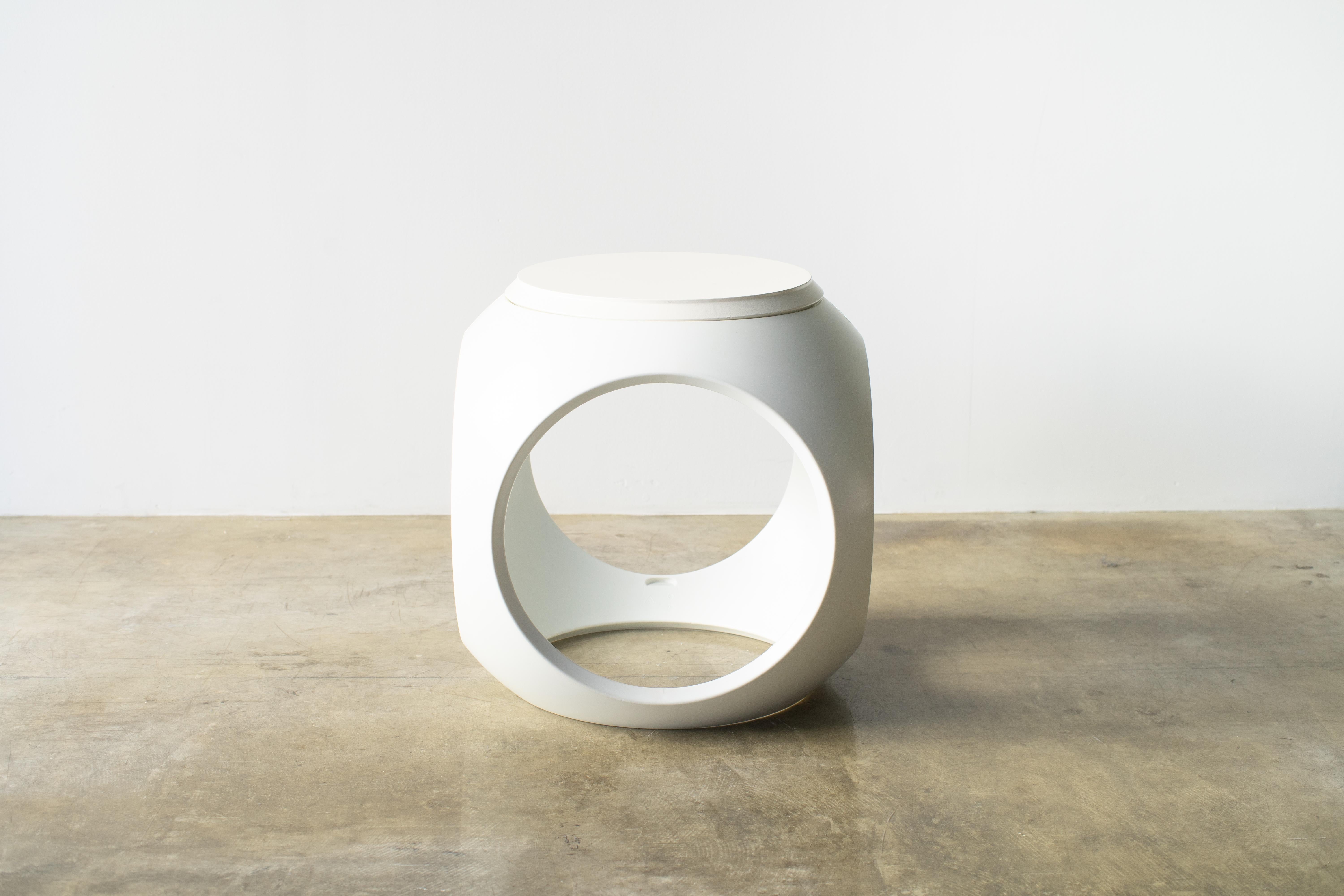 Contemporary Oblio stool side table shelf  Von Robinson Y2K style design space age For Sale