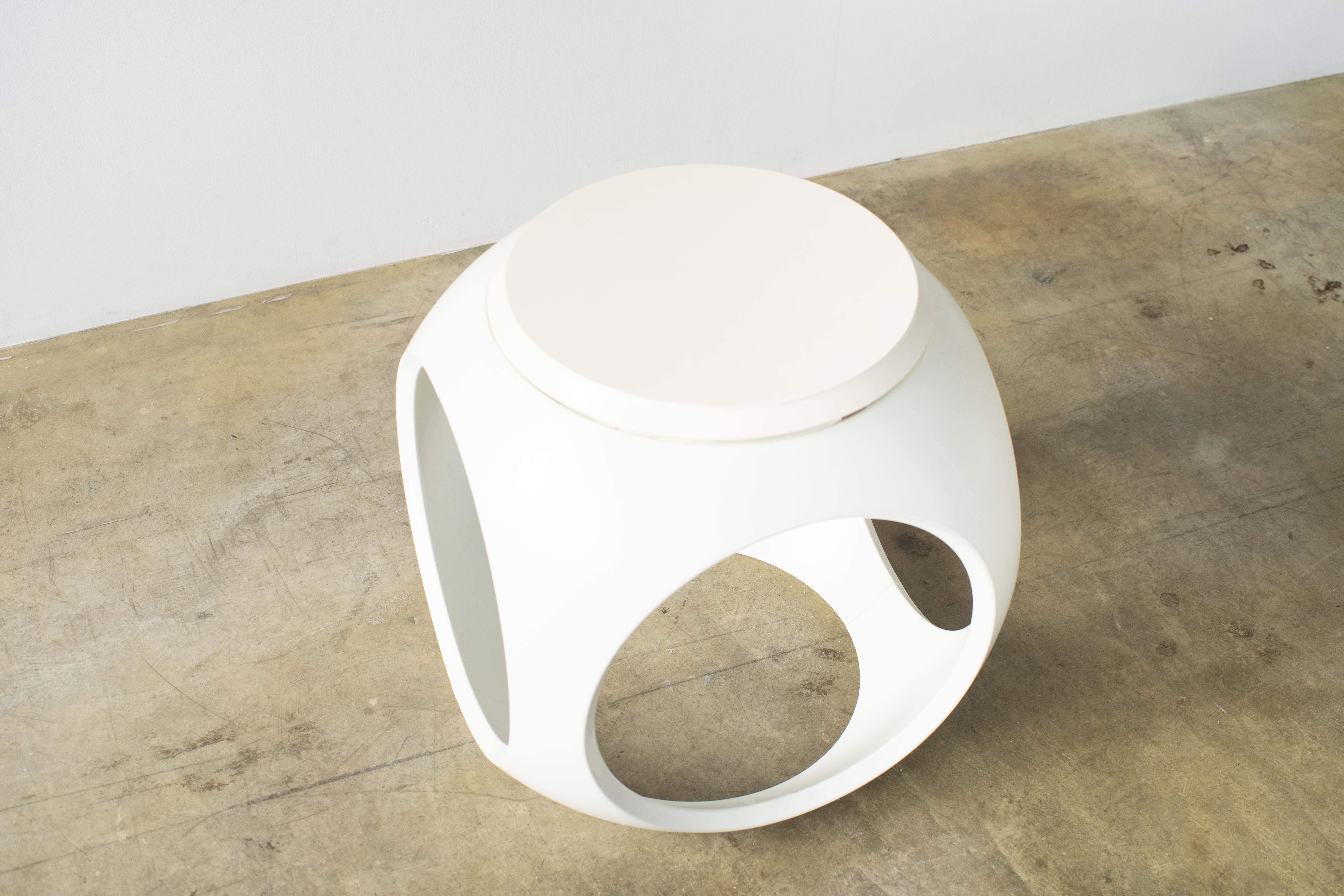 Fabric Oblio stool side table shelf  Von Robinson Y2K style design space age For Sale