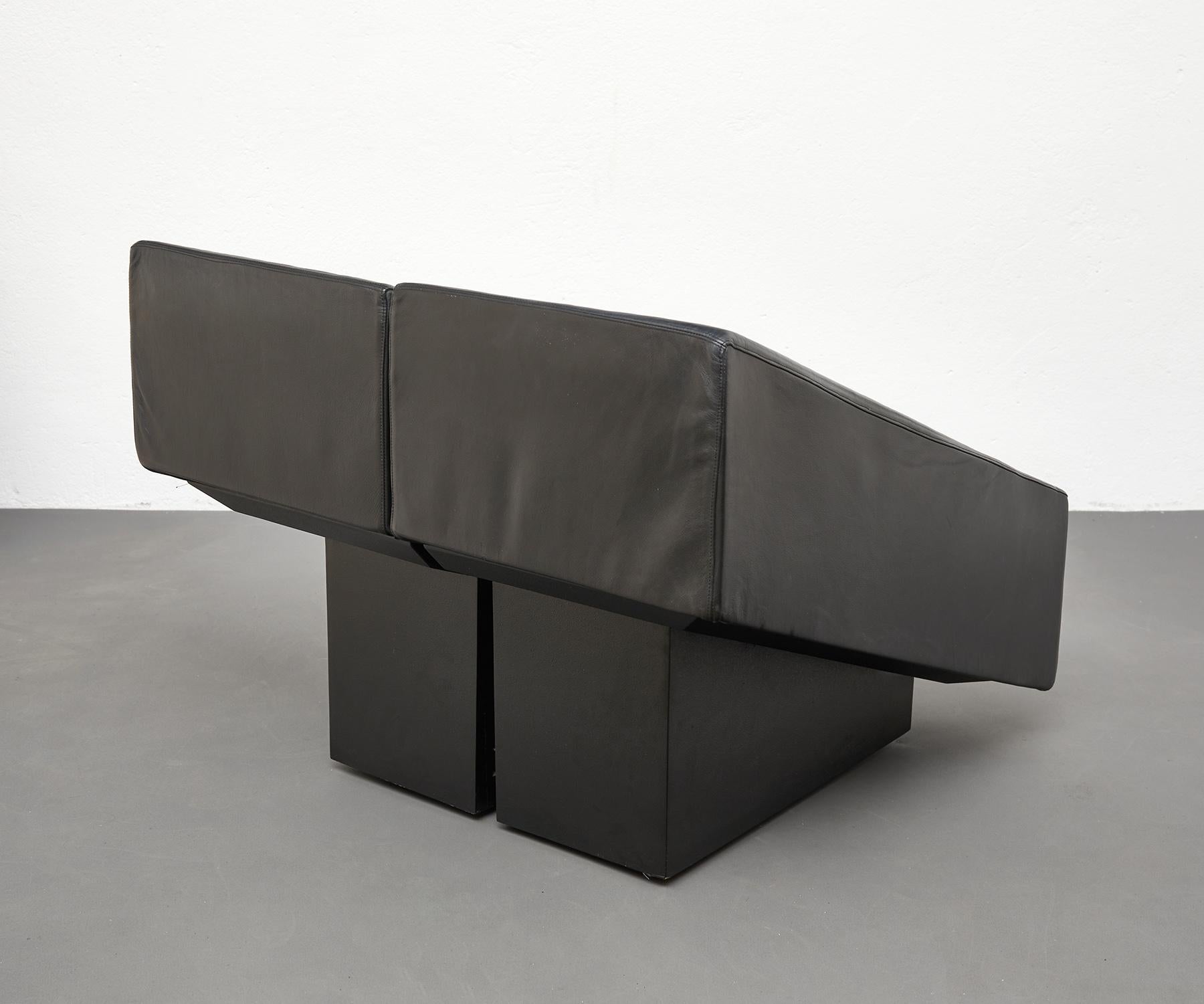 Obliqua Black Leather Lounge Chair by Mario Botta, Alias, 1987 6