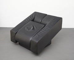 Obliqua Black Leather Lounge Chair di Mario Botta, Alias, 1987