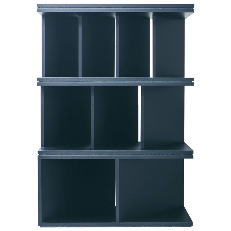 Contemporary room divider & bookcase, black stained ash wood, Belgian design For Sale