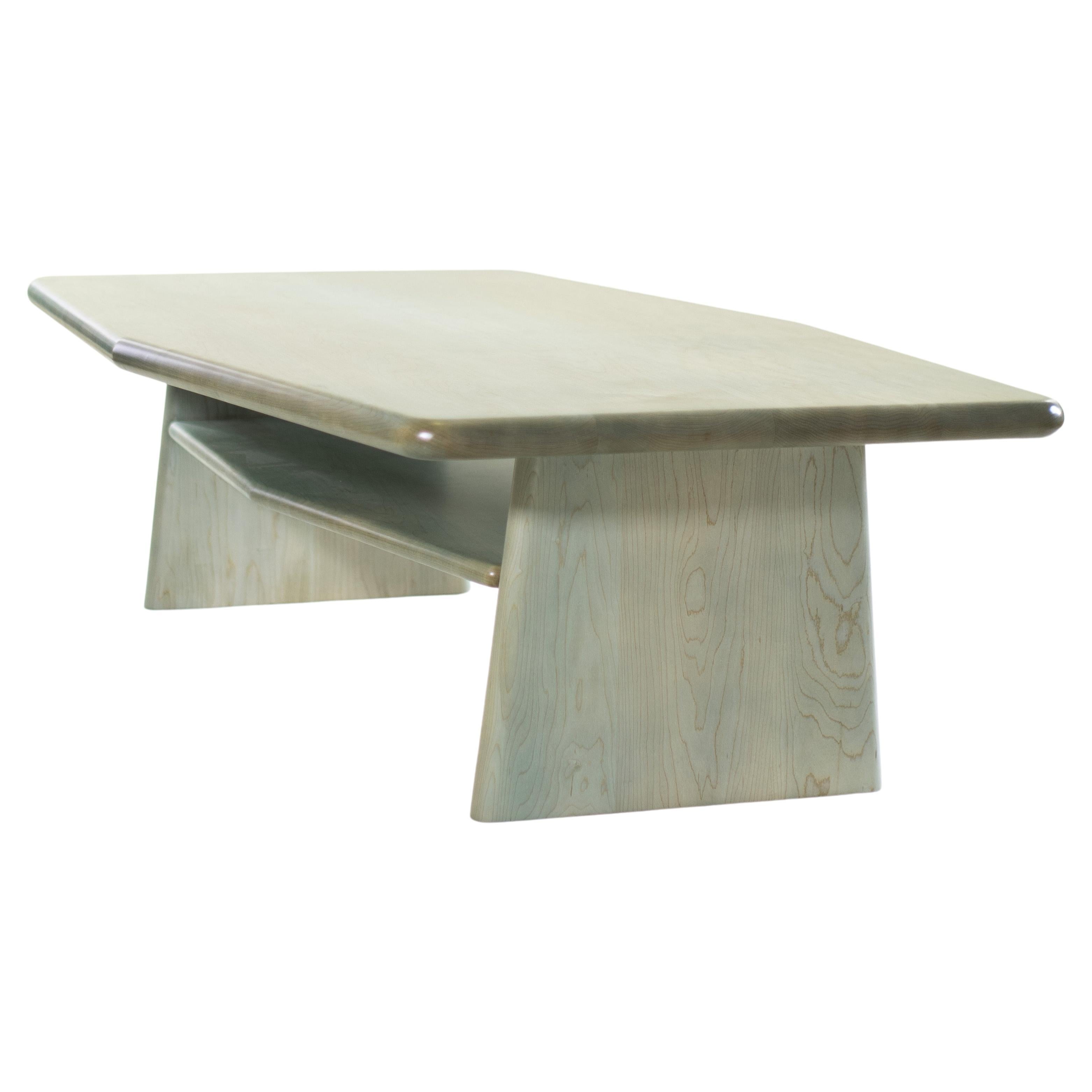 Contemporary Light Green Oblique Coffee Table in Maple by JUNTOS For Sale