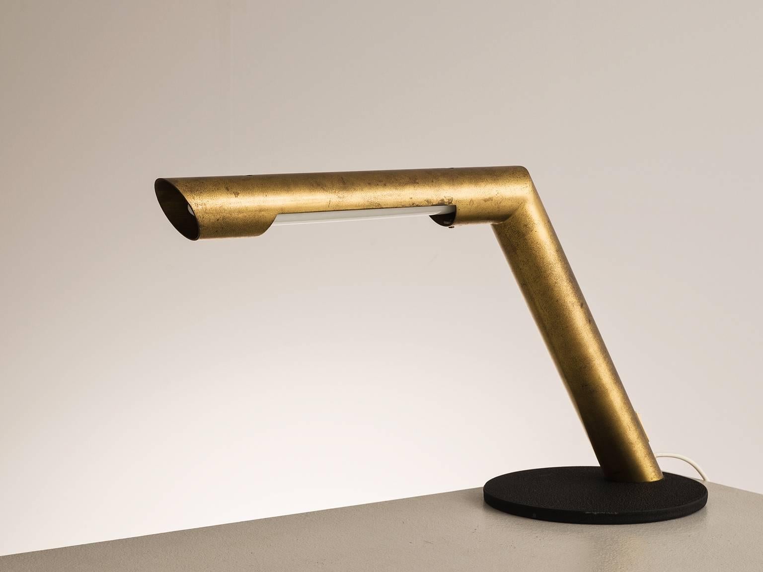 Mid-20th Century Oblique Desk Light in Brass