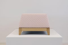 Oblique pouf / ottoman in soft pink 3d fabric by Philip Bogaerts