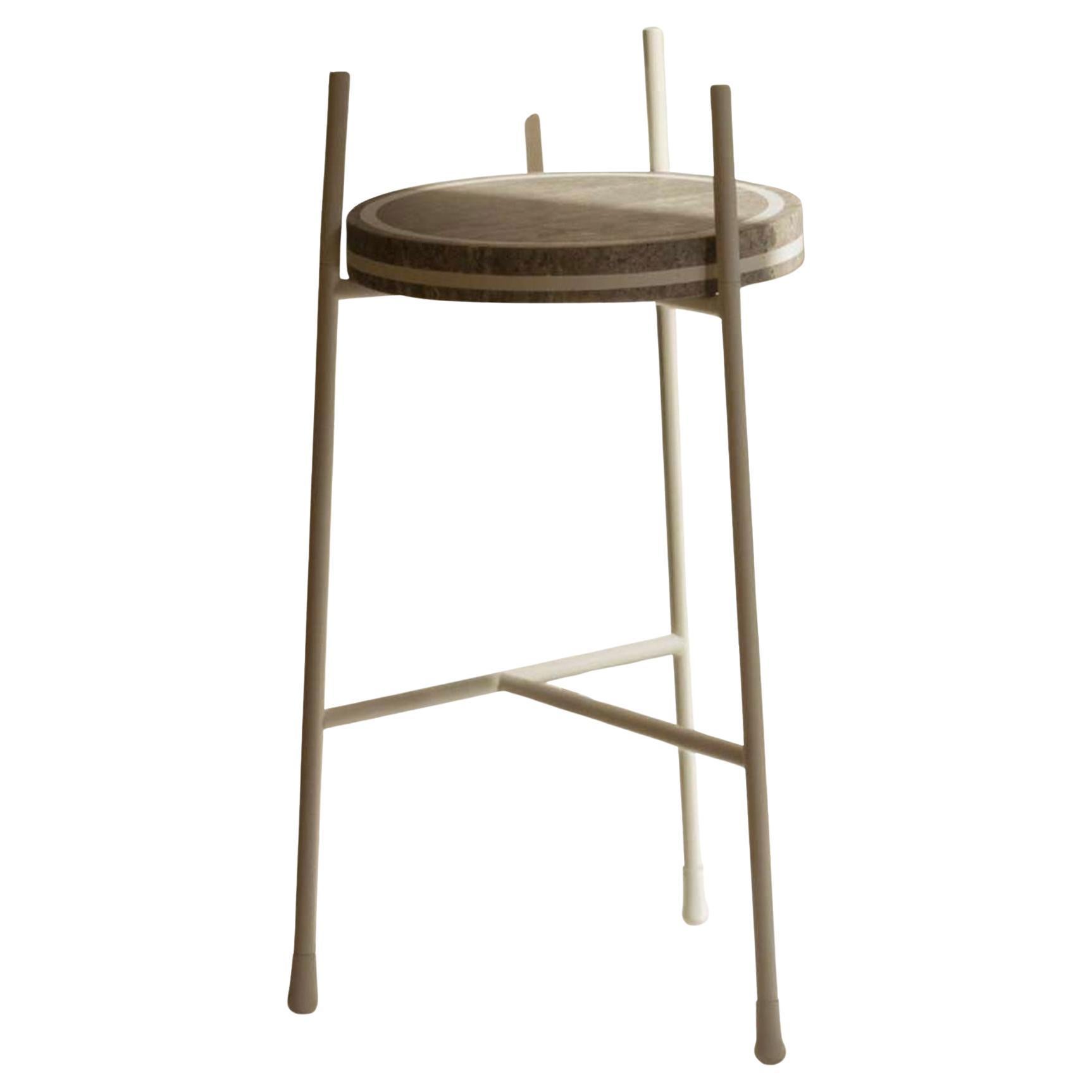 Oblivion Small Round Leather Table by Stephane Parmentier x Giobagnara