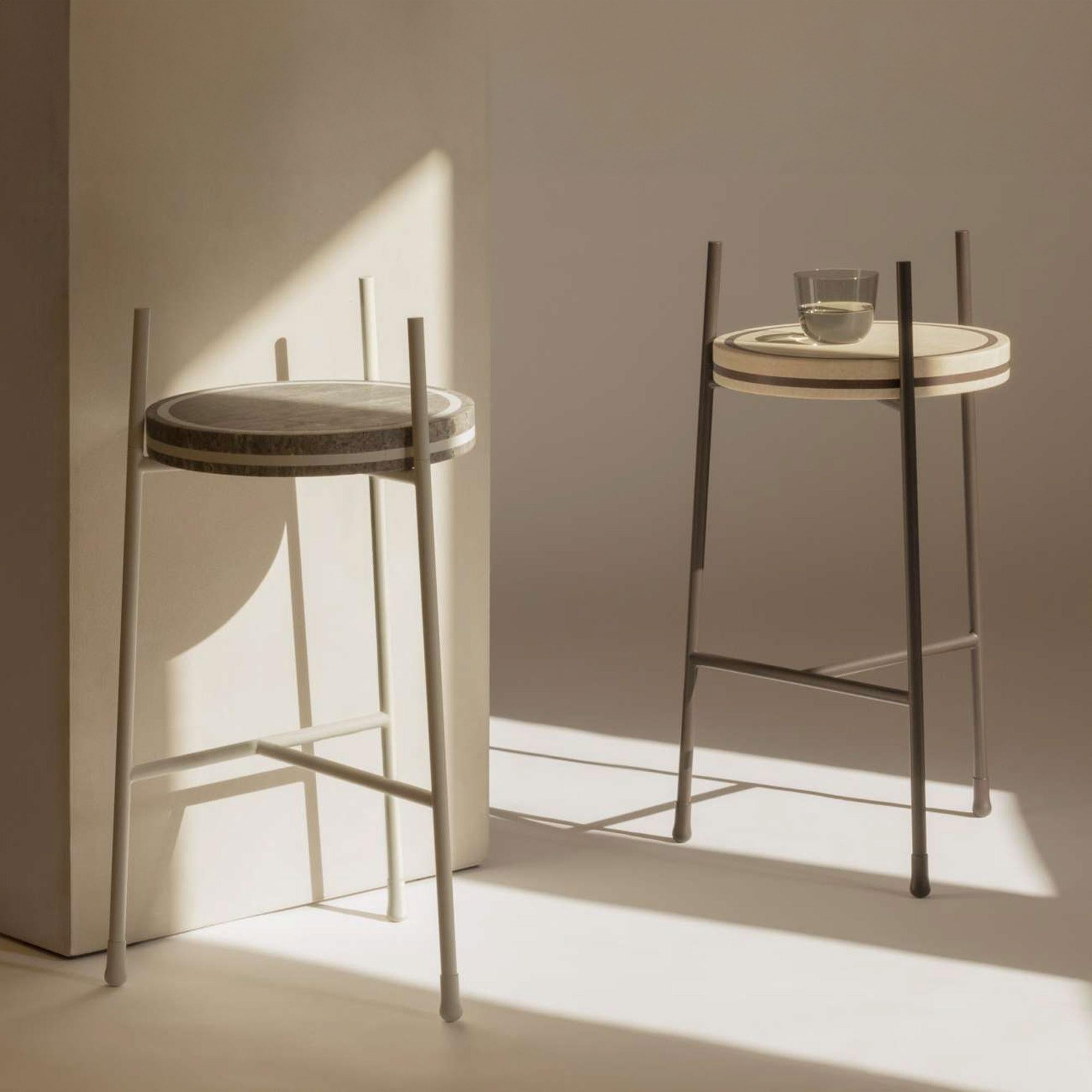 Modern Oblivion Small Round Travertine Table by Stephane Parmentier x Giobagnara For Sale