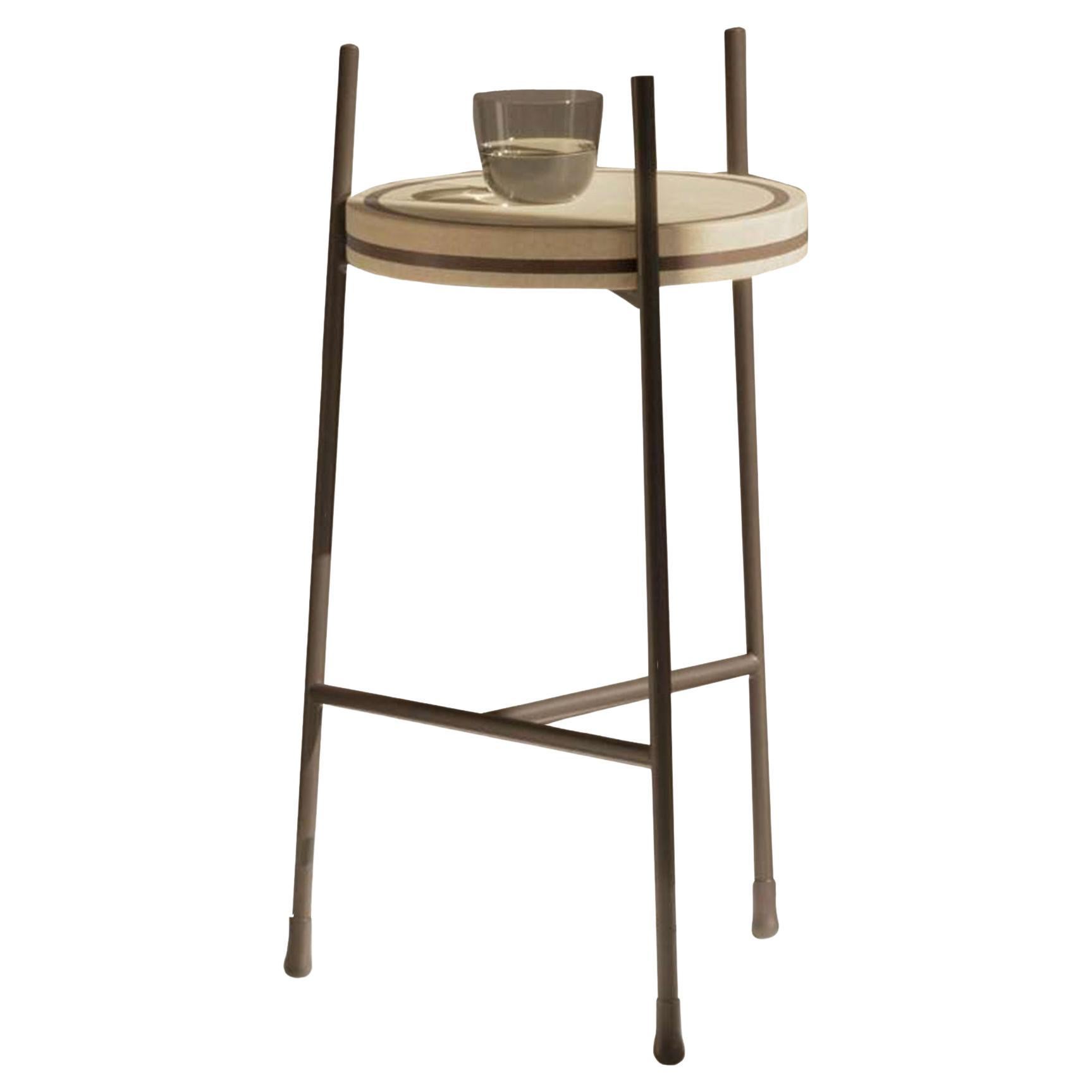 Oblivion Small Round Travertine Table by Stephane Parmentier x Giobagnara For Sale