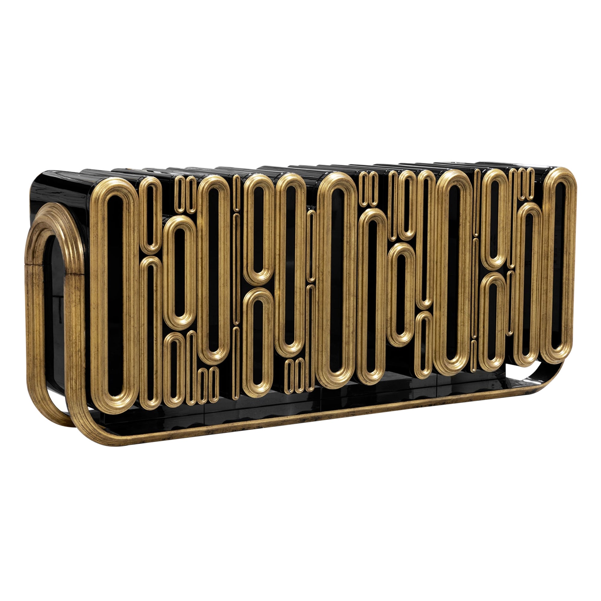 Credenza Oblong in oro invecchiato - Legno e foglia d'oro lavorati a mano - Boca Do Lobo